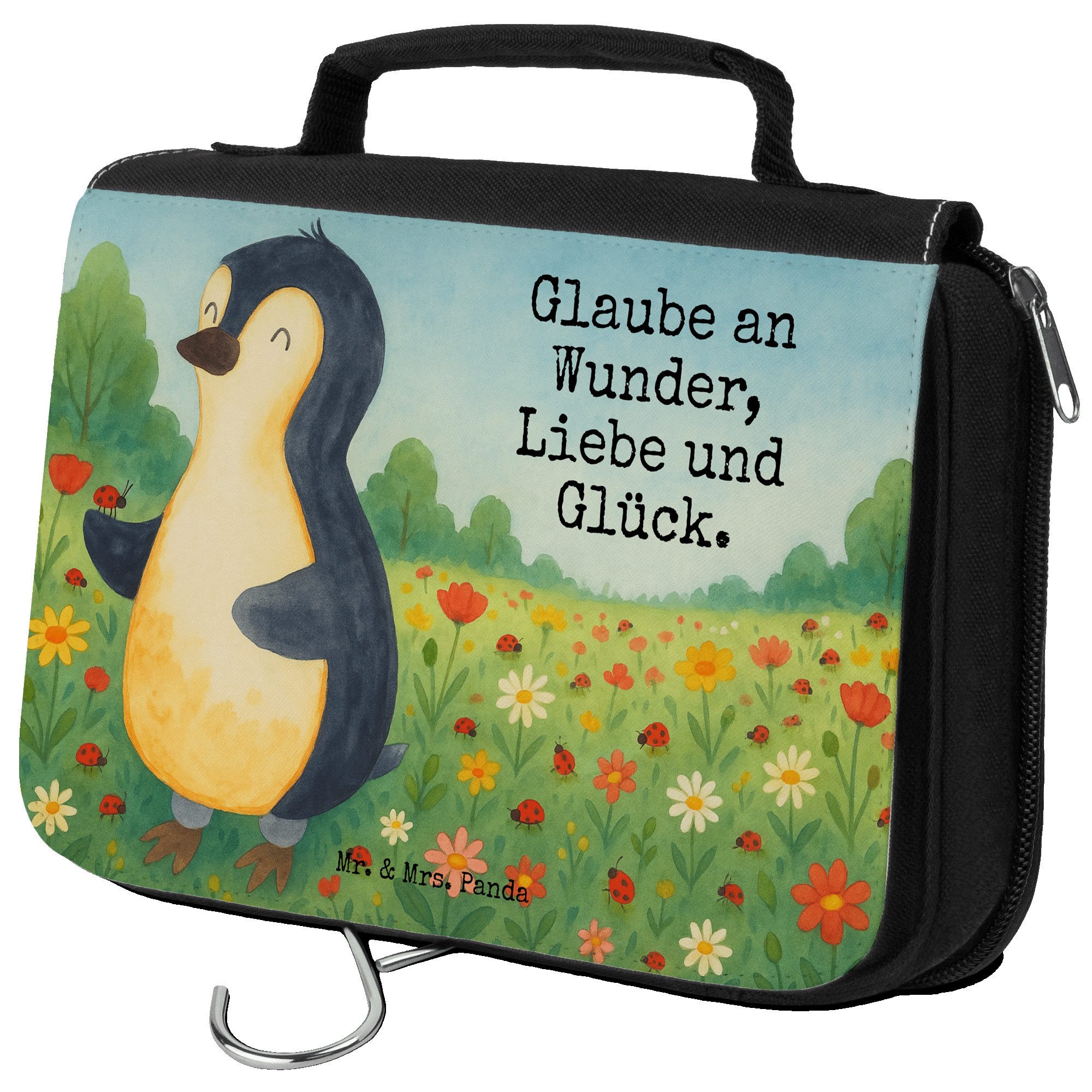 Kulturbeutel Pinguin Marienkäfer Design, Schminktasche, Weiß, kosmetiktäschchen, b