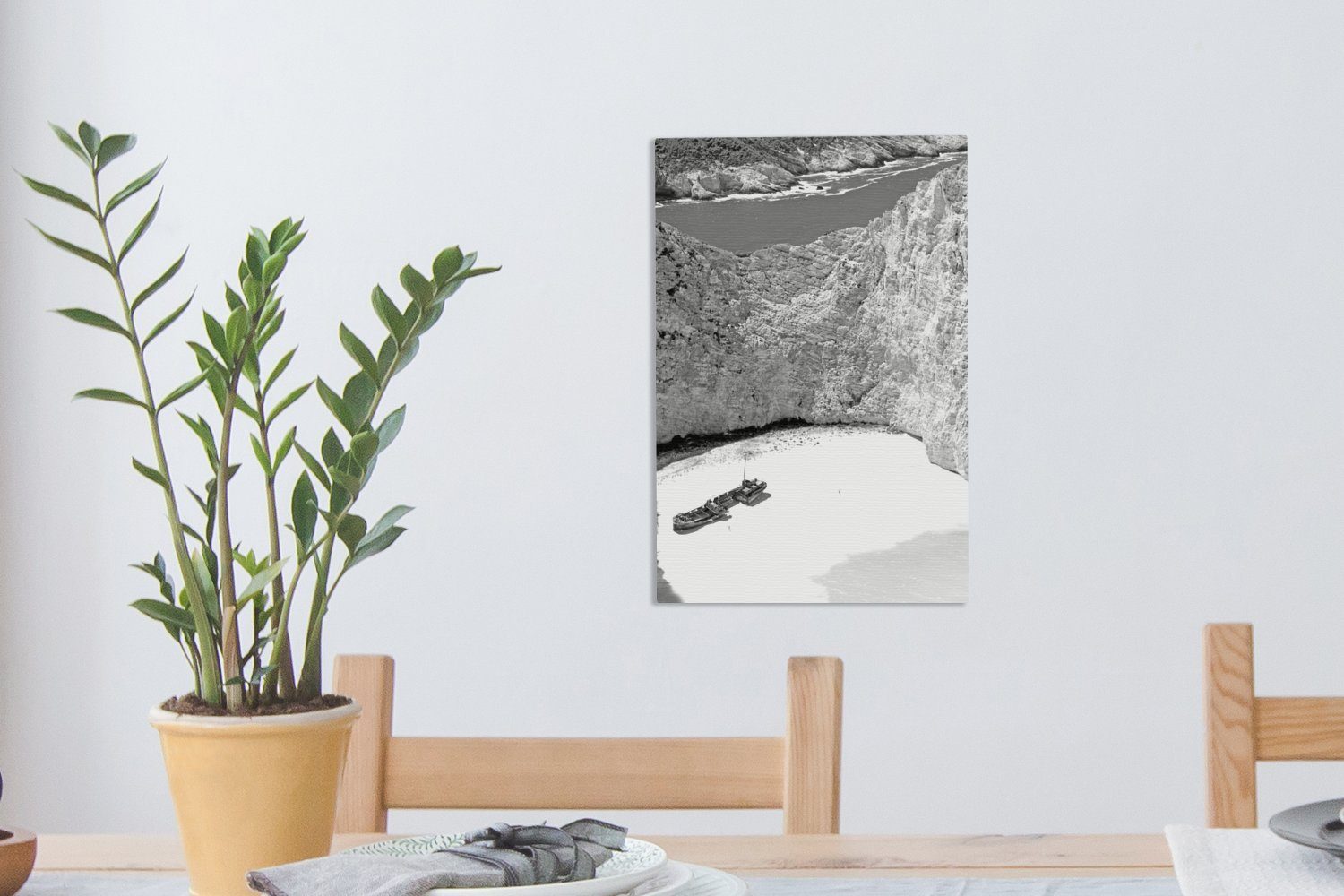 cm Luftaufnahme OneMillionCanvasses® St), 20x30 -, Beach Leinwandbild fertig inkl. mit Schiffswrack einem Leinwandbild von alten Zackenaufhänger, Navagio Gemälde, (1 bespannt
