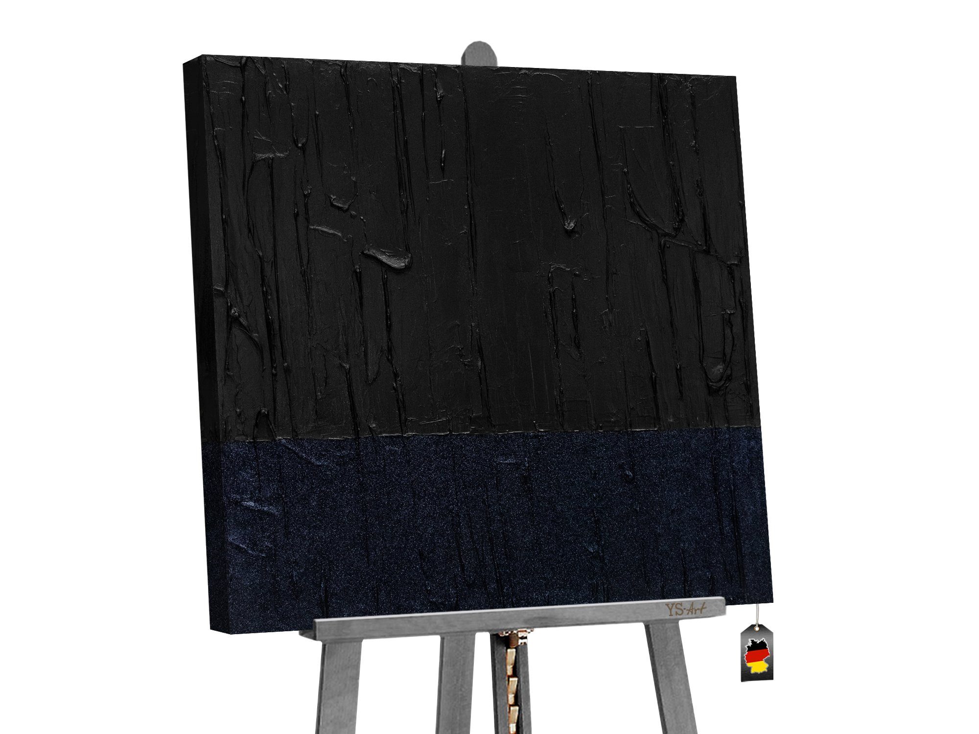 Ton Abstraktion, Dunkles Handgemalt Samt, in Leinwand Ton Gemälde Bild Abstraktes auf YS-Art Schwarz