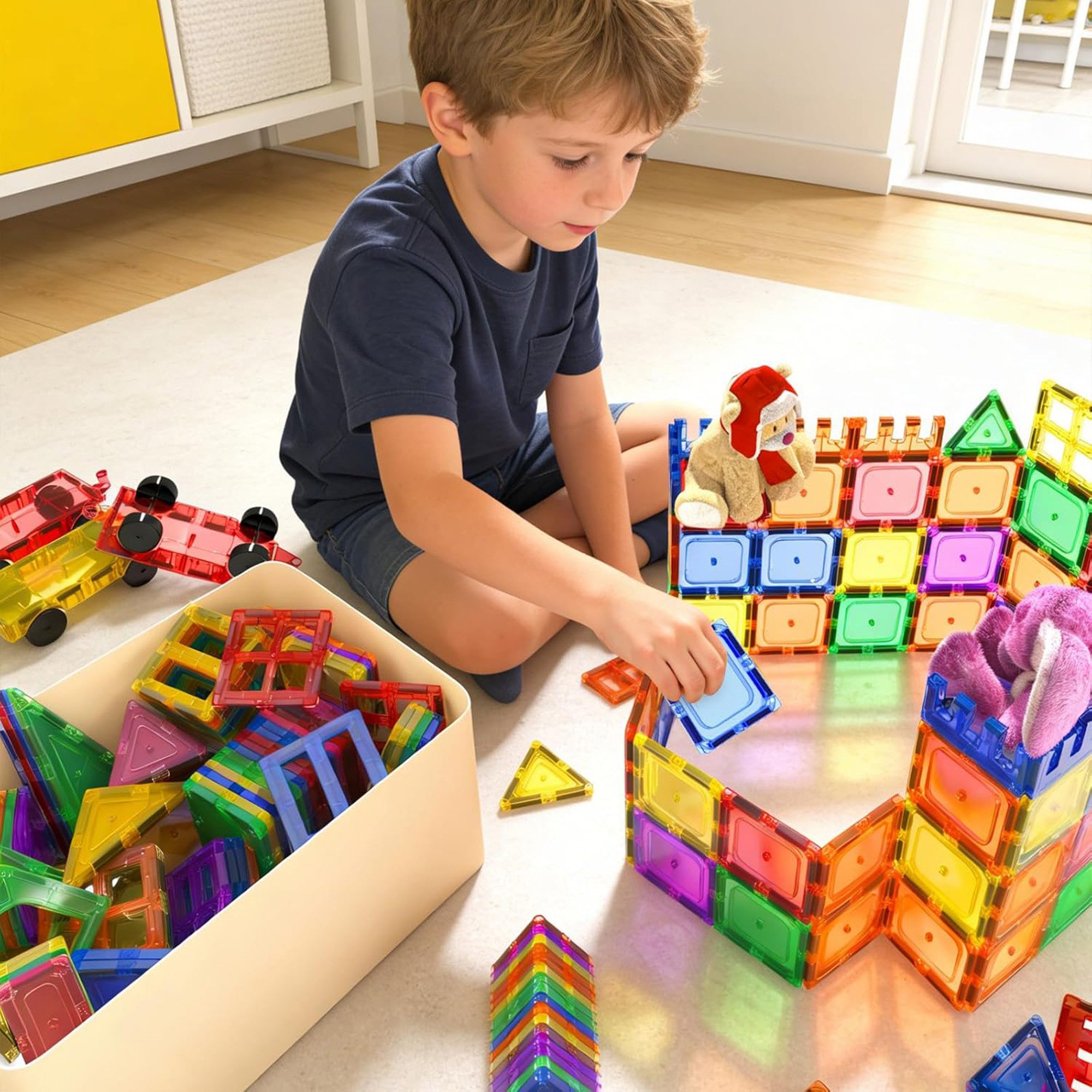 Luckice magnetische Bausteine, Lern- & Steckspiel, Kreativspielzeug für Kinder Magnetspielbausteine, (Set, 78 St., Magnetspielbausteine Starker Magnetismus hohe Haftkraft), Kinderspielzeug Geschenk ab 3 4 5 6 7 8 Jahre Junge Mädchen