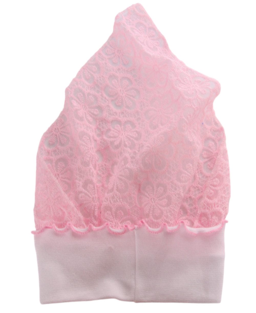 La Bortini Kopftuch Baby Stirnband Tuch Sommer Mütze für Neugeborene in Weiß Rosa, elastisch, weich, Ohrenschutz, 40 42 42 43 44 45 46 3-12Mon