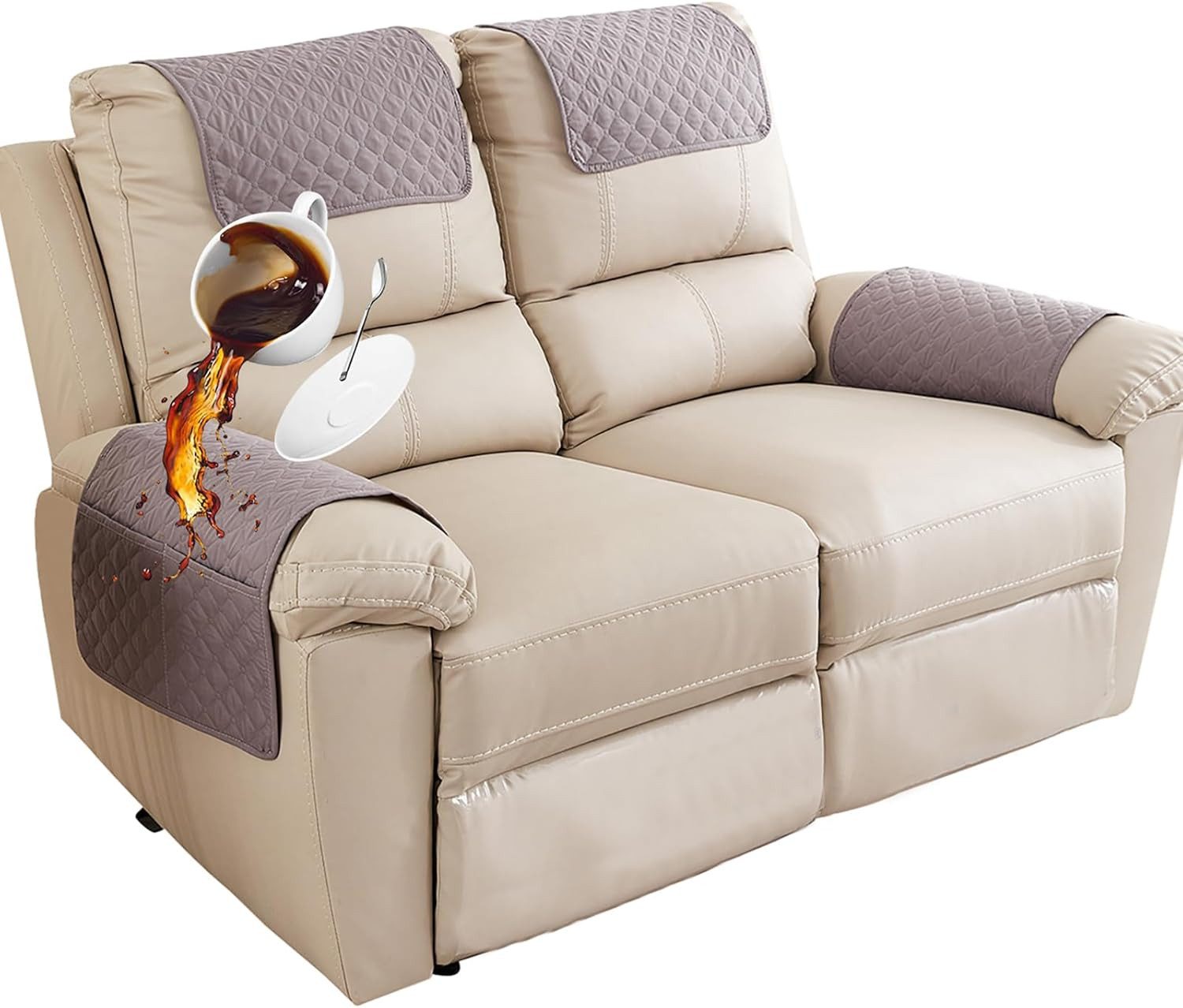 Zyronn Sesselschoner Für Relaxsessel Mit Armlehnen, Sesselbezug Mit Taschen, Wasserdicht & rutschfest Möbelschutz für Sofa, Stuhl