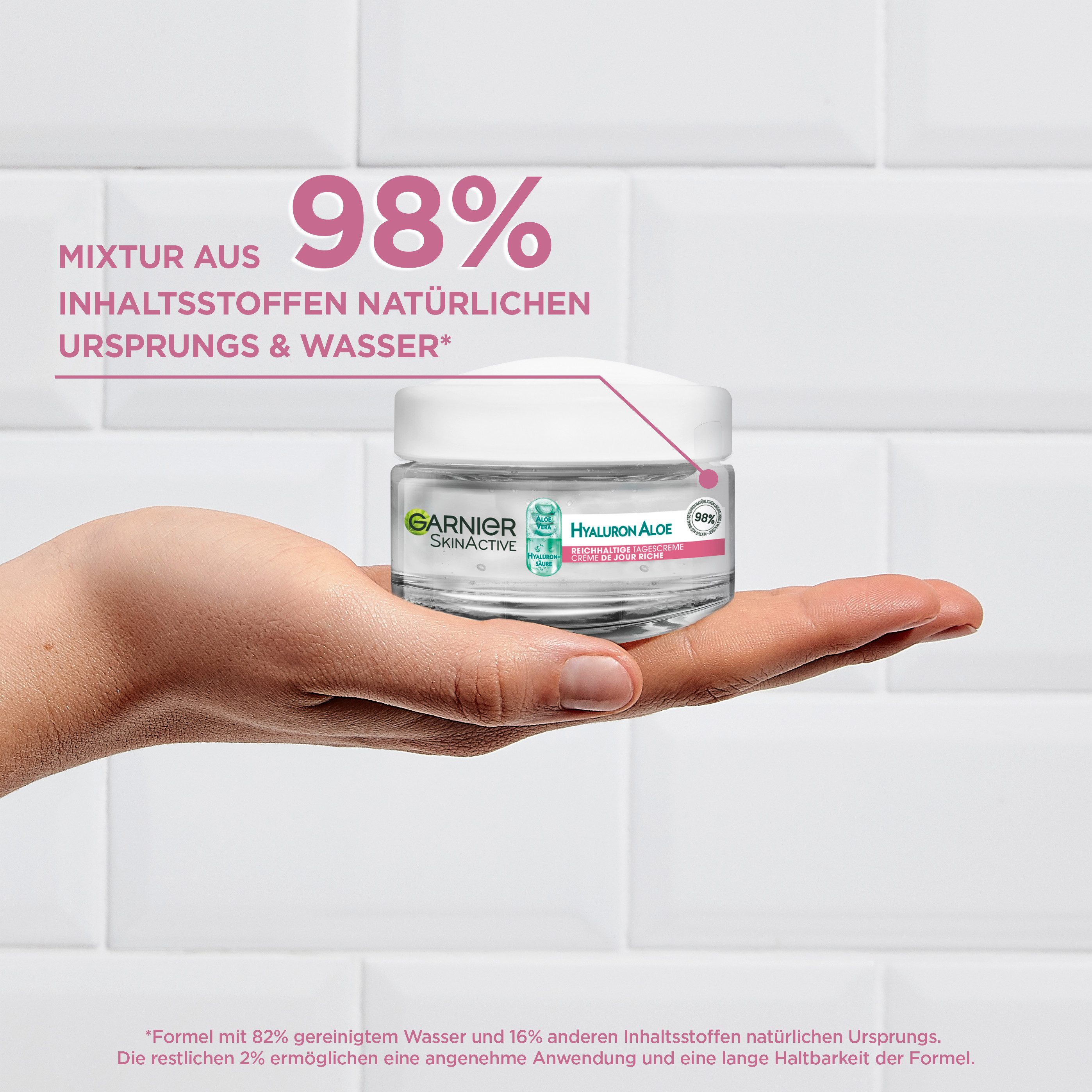 GARNIER Gesichtsgel Garnier Hyaluron Aloe Reichhaltige Tagescreme, feuchtigkeitsspendend, leicht, beruhigt, 48h Wirkung