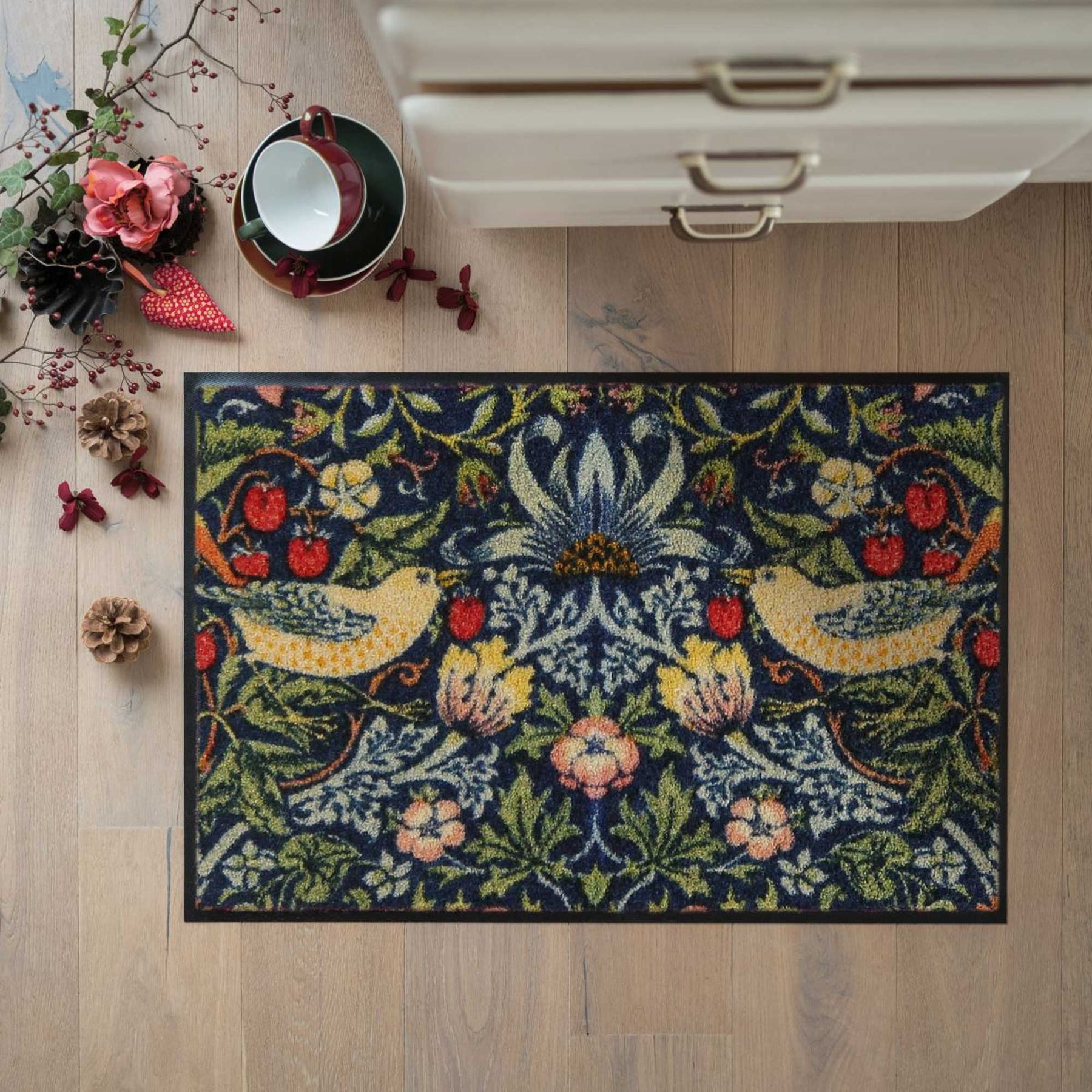 Salonloewe Fußmatte Fußmatte 50x75 Strawberry Thief blue, Eingangsmatte normal, Höhe: 500 mm