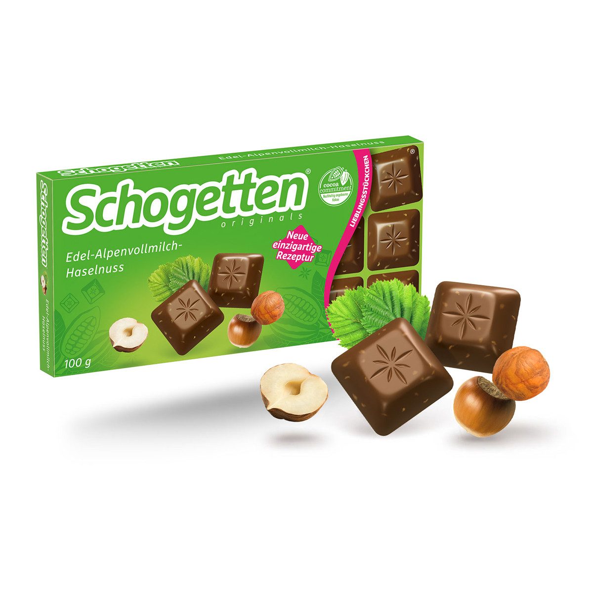 Schogetten Schokolade, Schogetten Edel Alpenvollmilch Haselnuss mit knackigen Stücke 100g