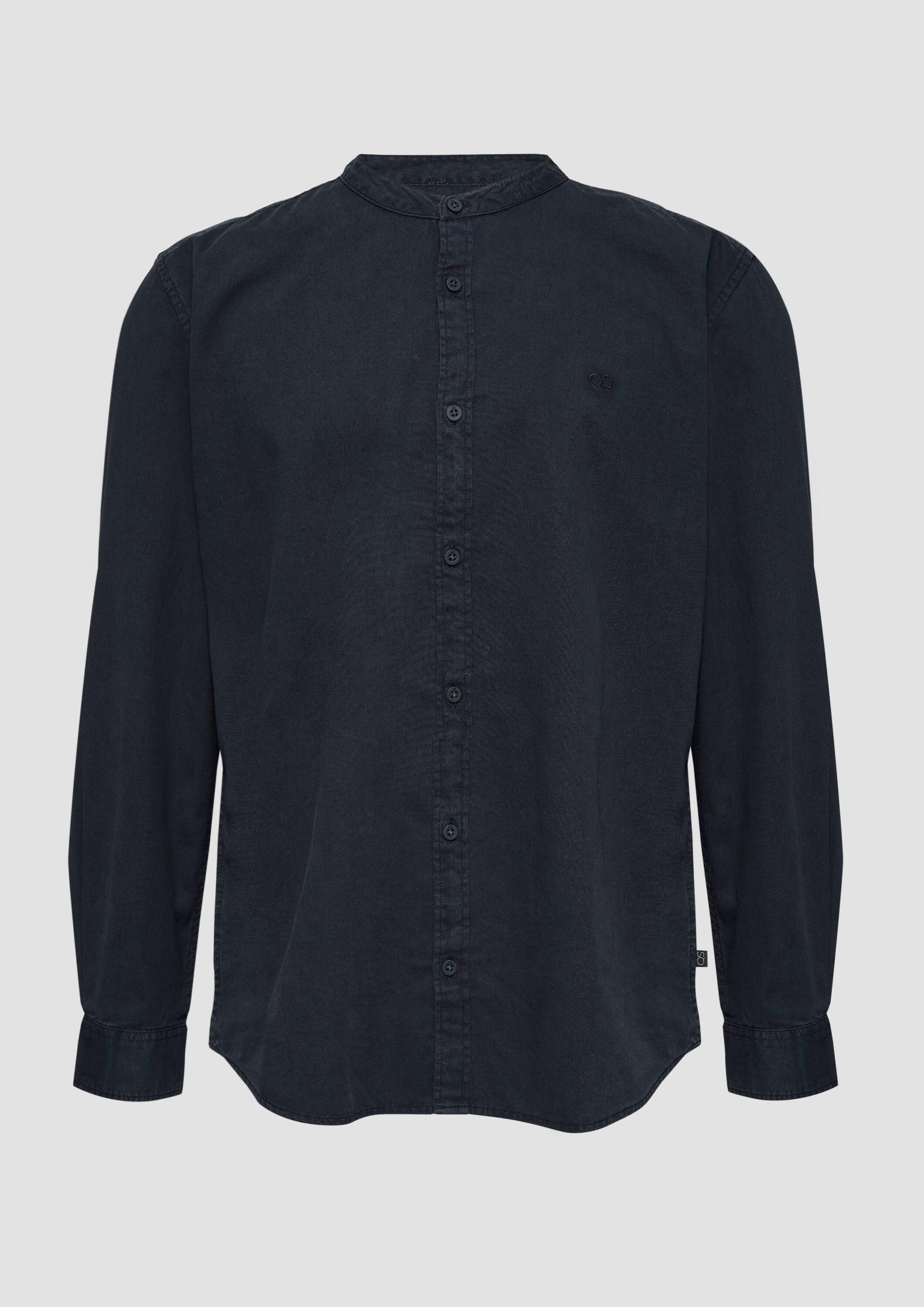 QS Langarmhemd Hemd Regular Fit: Gewaschenes Hemd mit Stickerei