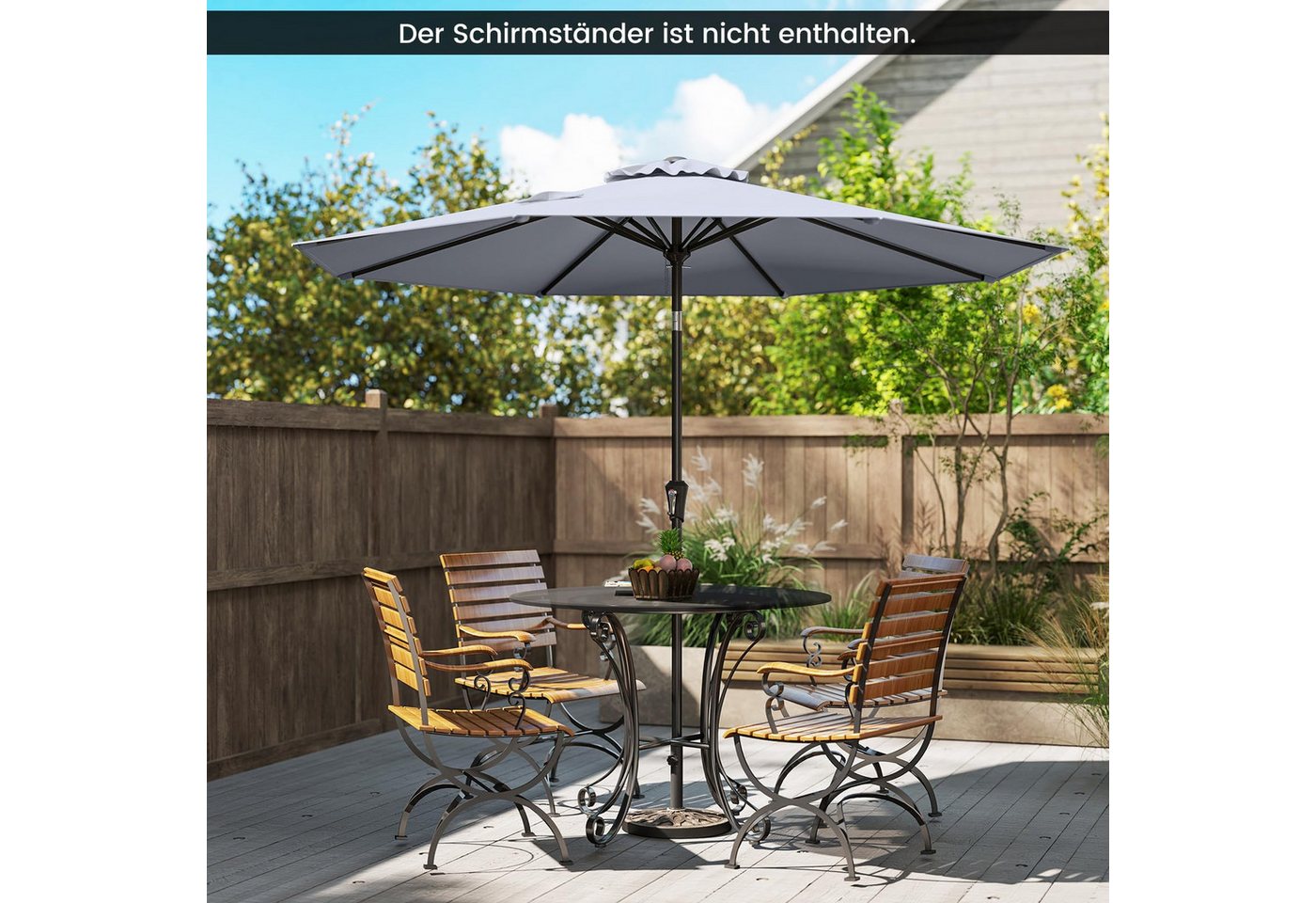 Thumbnail - COSTWAY Sonnenschirm Ø270cm Balkonschirm, 30° neigbar, Garten