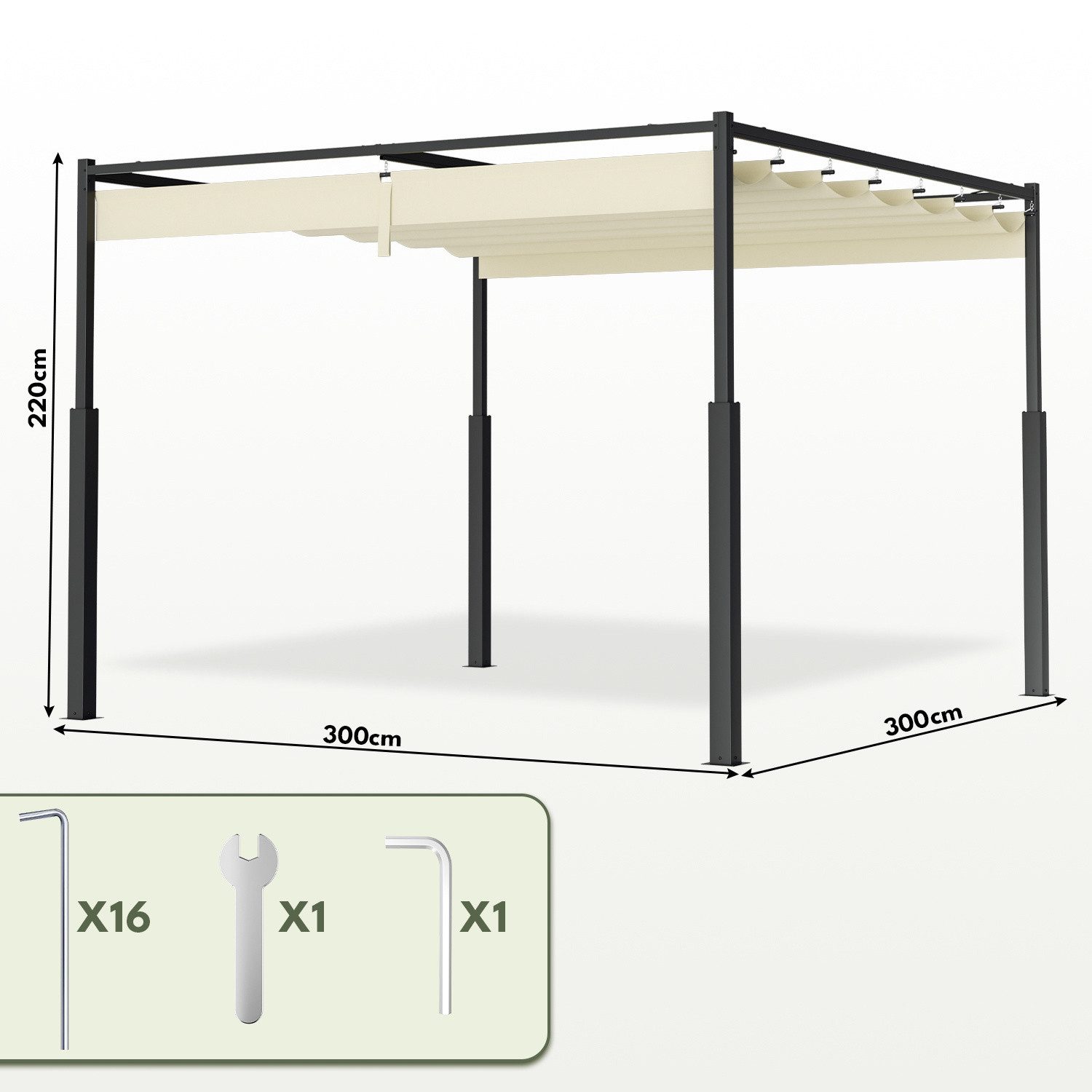 Clanmacy Pergola Pergola 3x3/3x4m Winterfest, Magnetisch befestigte Pergola,Beige