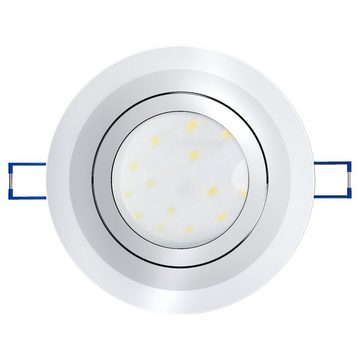 SSC-LUXon LED Einbaustrahler Flache Glas LED Einbauleuchte schwenkbar in klar rund mit LED Modul, Extra Warmweiß