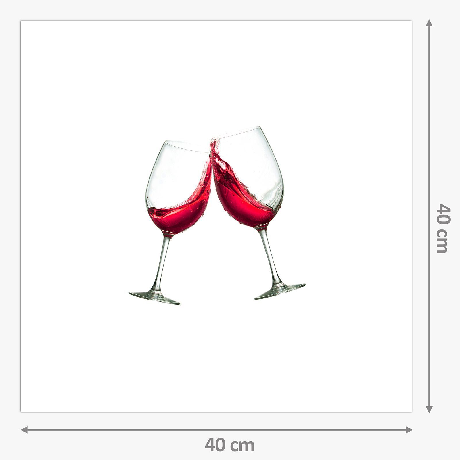rotem Motiv mit mit Primedeco Wein Küchenrückwand Küchenrückwand Glas Toasten Spritzschutz