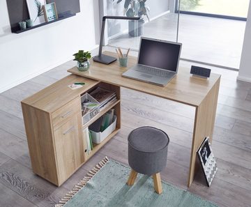 KADIMA DESIGN Schreibtisch Bürotisch mit Regal & Schublade/Tür für Premium Home Office