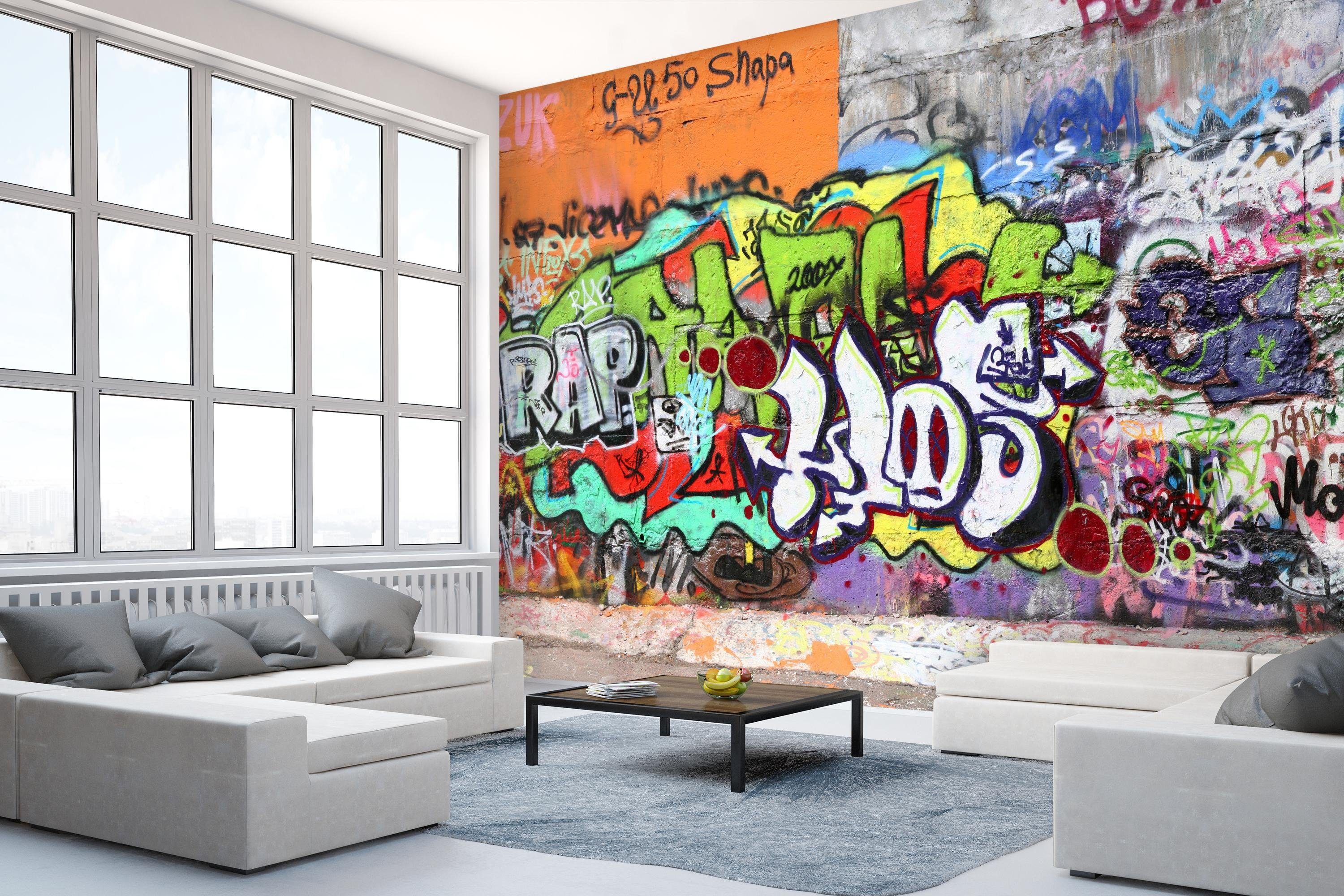 Graffiti 2, Motivtapete, matt, Fototapete glatt, Wandtapete, wandmotiv24 Vliestapete Abstrakt