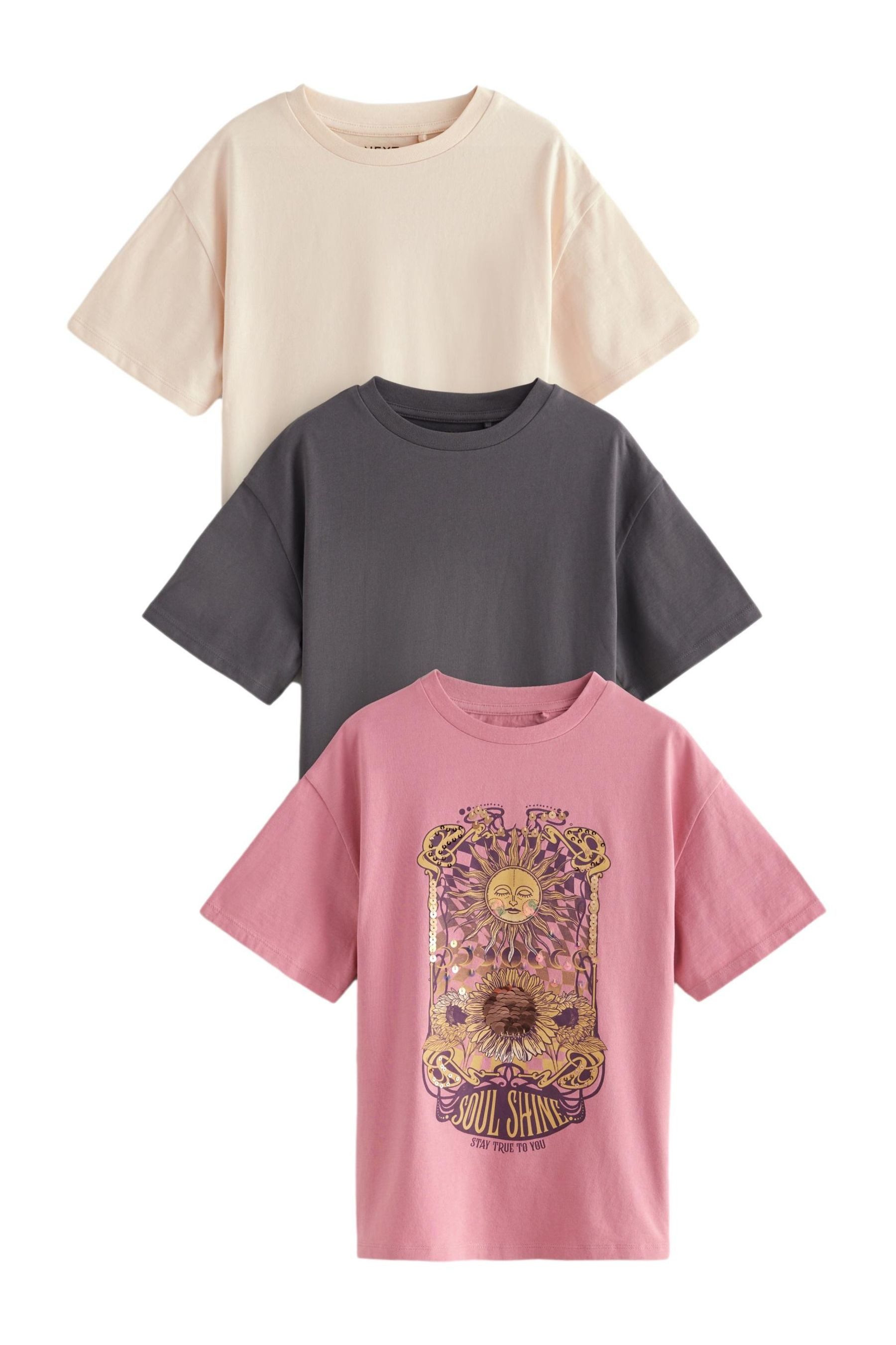 Next T-Shirt 3er-Pack Oversized Fit T-Shirts günstig online kaufen