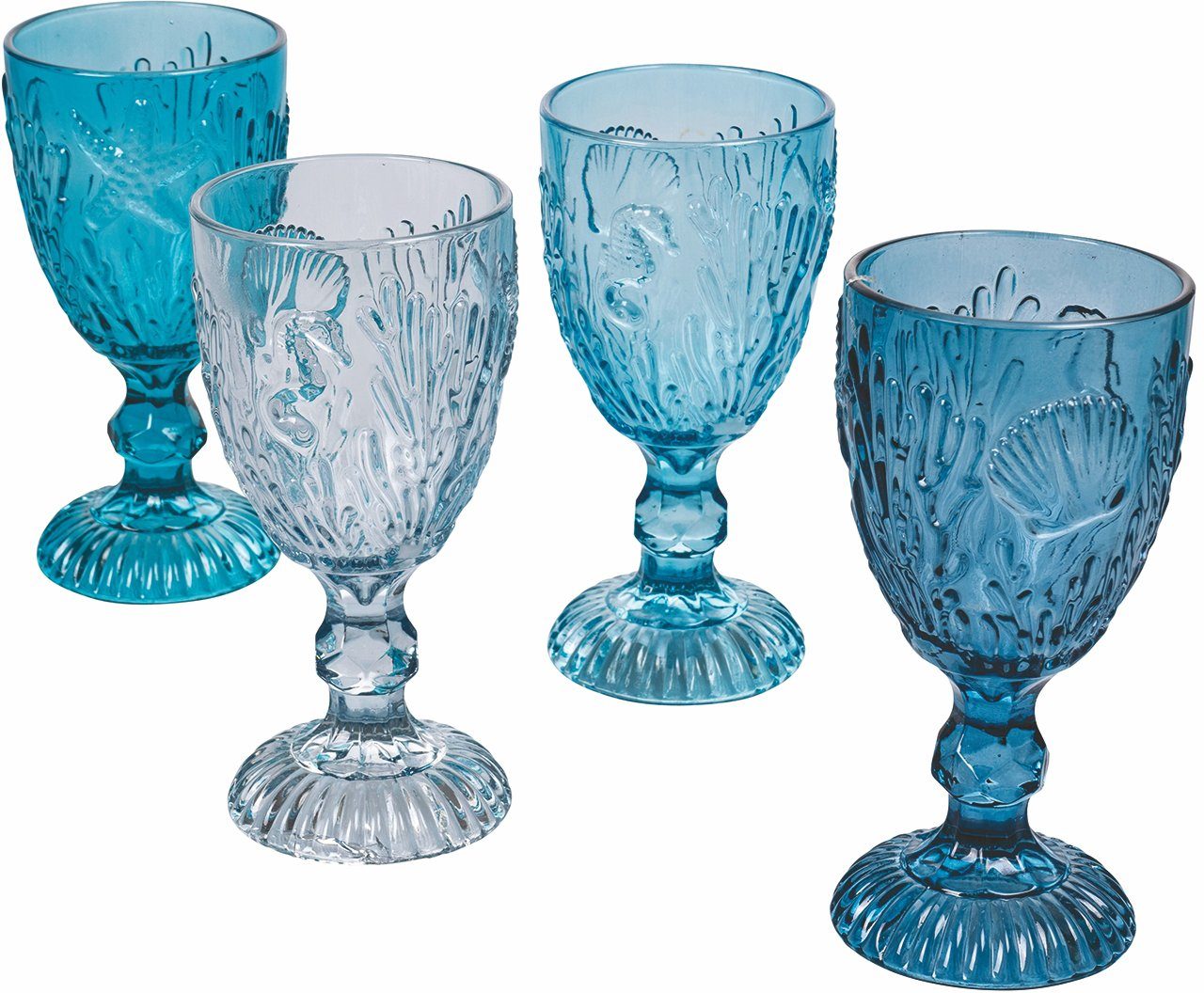 Villa d'Este Weinglas Pantelleria Ocean, Set 4-teilig, Glas, Gläser-Set, 4-teilig, Inhalt 280 ml