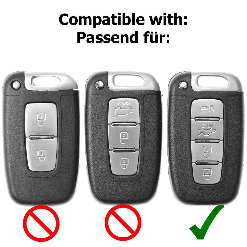 mt-key Schlüsseltasche Autoschlüssel Hardcover Schutzhülle Metallic  Schwarz, für Hyundai i40 Tucson i30 Elantra Kia Sportage KEYLESS SMARTKEY