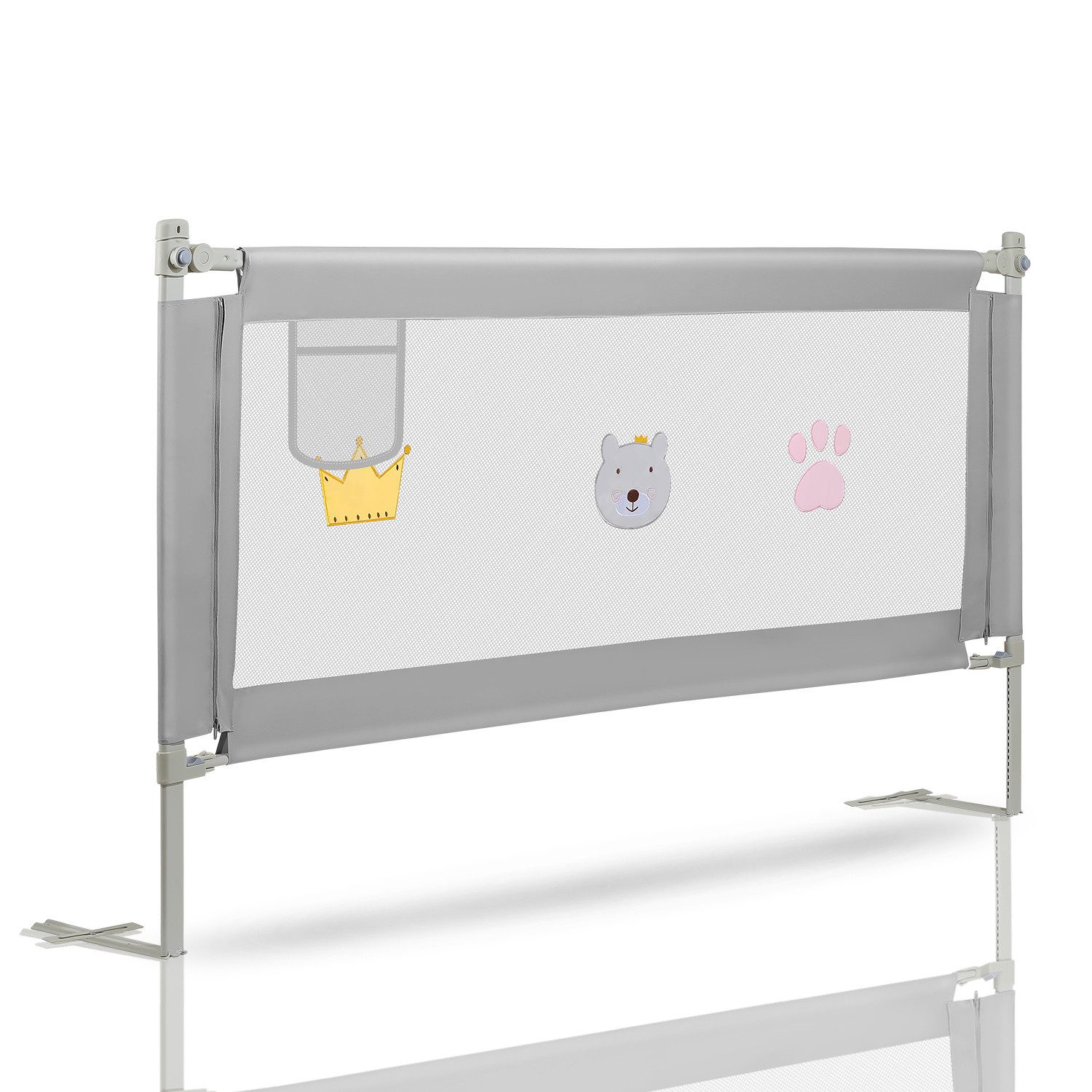 Clanmacy Bettschutzgitter Bettgitter 200cm Kinderbett Kinderbettschutzgitter Rausfallschutz (und strapazierfähigem Polyester Canvas …