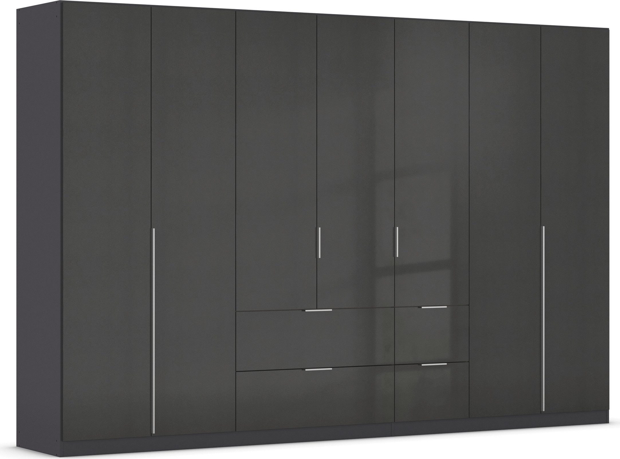OTTO home Drehtürenschrank Kleiderschrank Schrank Garderobe AGORDO mit Dekor- oder Hochglanzfront (in zwei Griff-Farben, Breite 315 cm) mit Außenschubkästen, Serie in 7 Breiten und 2 Höhen MADE IN GERMANY