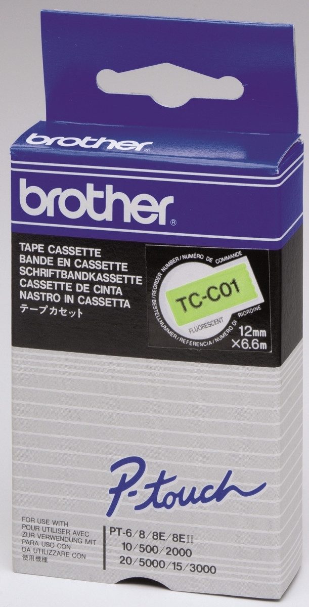 Brother Beschriftungsband Schriftbandkassette 12mm TC-C01 signal gelb/schwarz