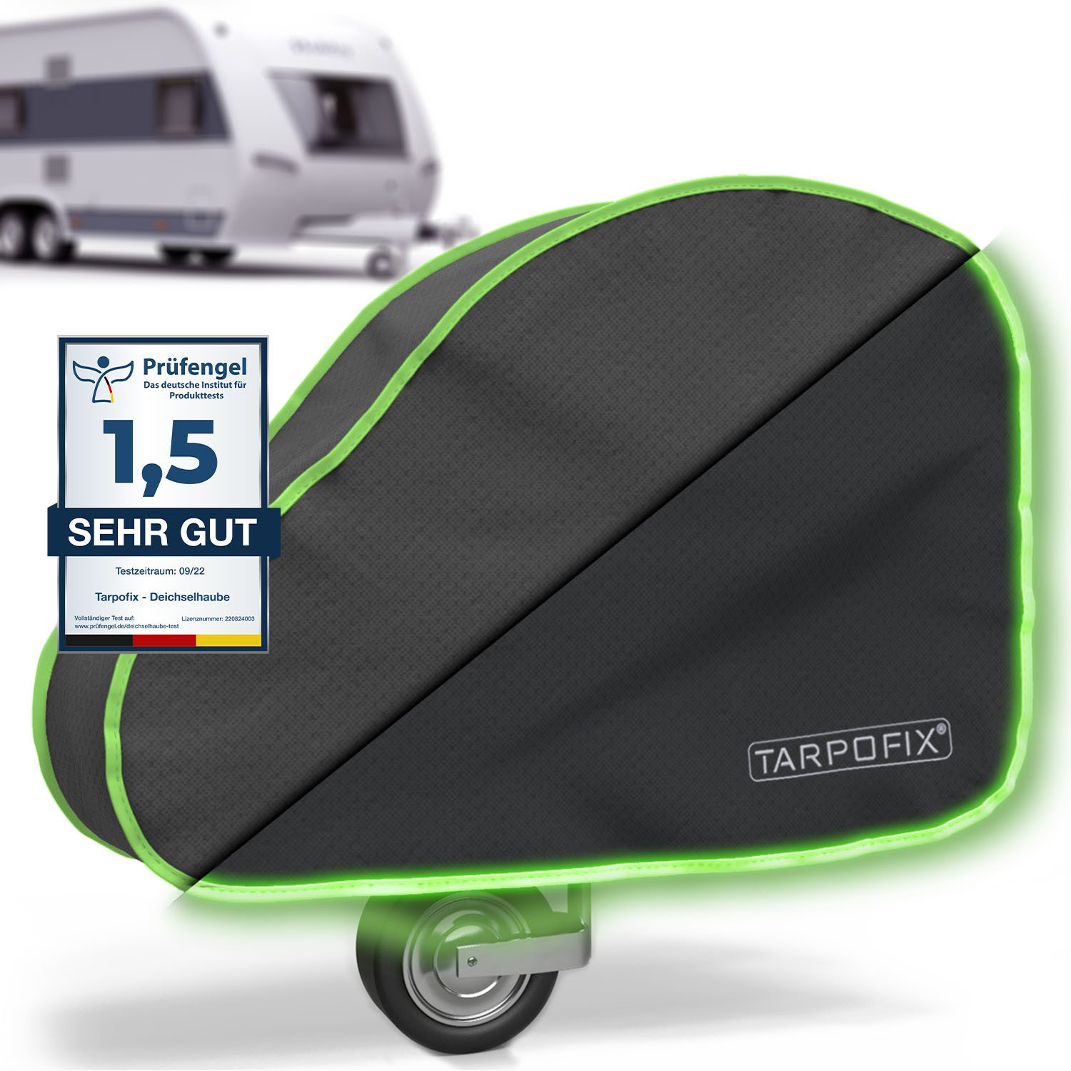 Tarpofix® Schutzplane Deichselabdeckung Anhänger 92x15x58 cm (Deichselhaube Wohnwagen), wasserdicht, UV-beständig von Tarpofix®