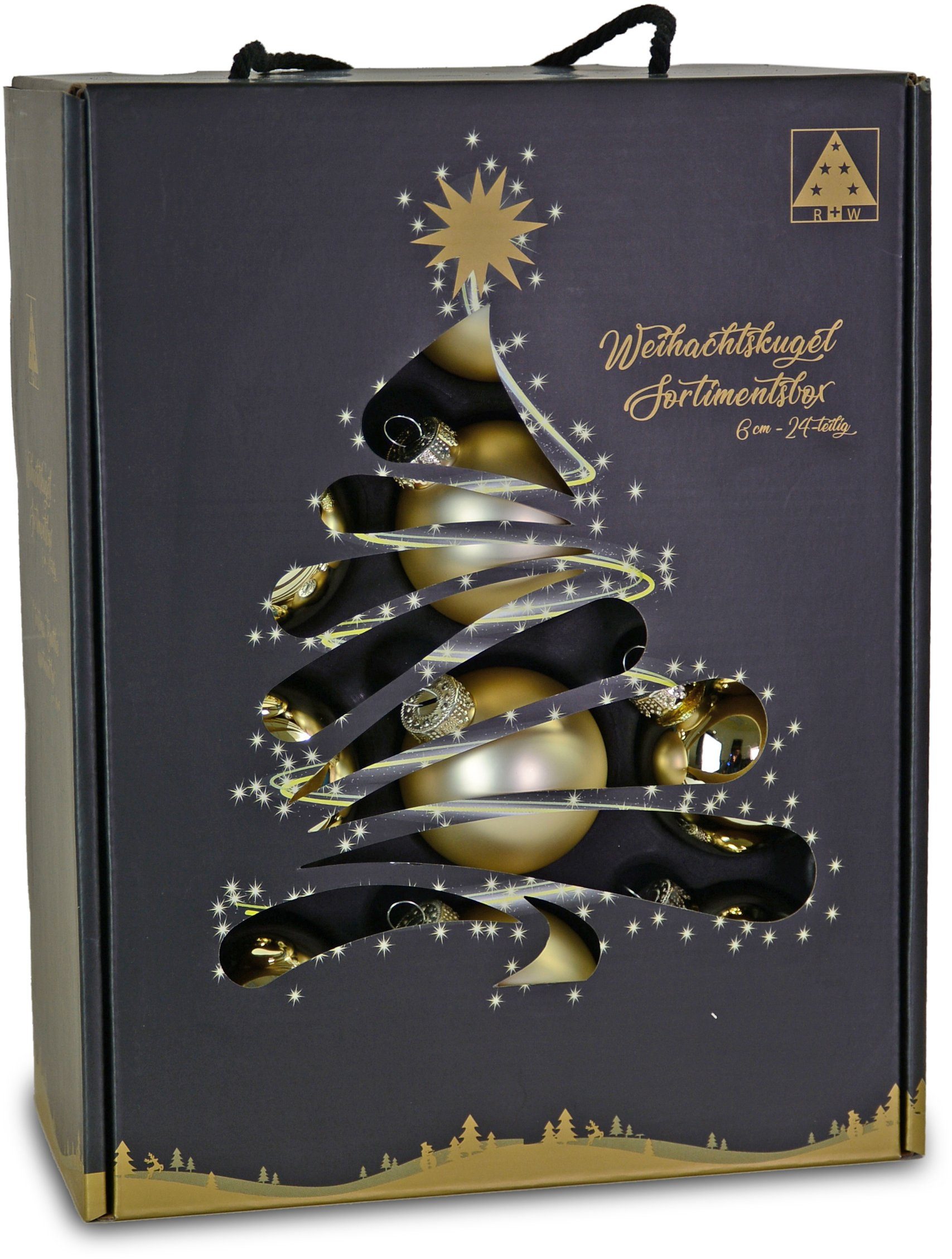 mit cm, Glas, Weihnachtsbaumkugel & WEINBERGER aus ca. Aufbewahrungsbox (24 6 praktischer Ø St), RIFFELMACHER