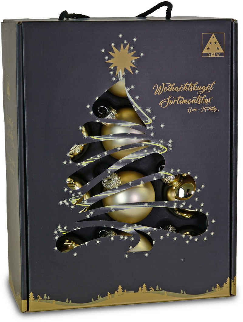 RIFFELMACHER & WEINBERGER Weihnachtsbaumkugel (24 St), Ø ca. 6 cm, aus Glas, mit praktischer Aufbewahrungsbox