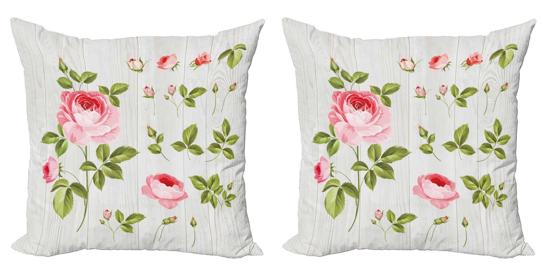 Kissenbezüge Modern Accent Doppelseitiger Digitaldruck, Abakuhaus (2 Stück), Blumen Vintage Rose Blütenblätter Blatt