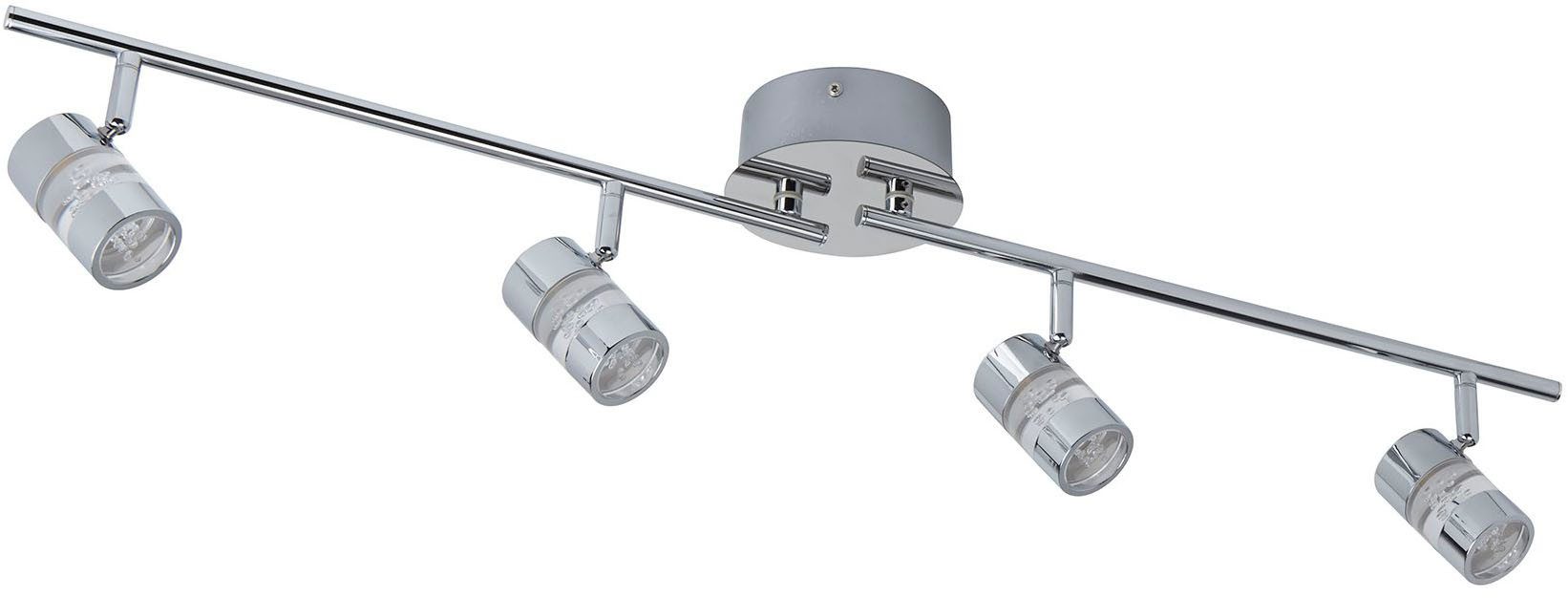 Searchlight Deckenstrahler Bubbles 4Lt Split Bar Spotlight - Chrome & Bubble Acrylic, LED fest integriert, Warmweiß