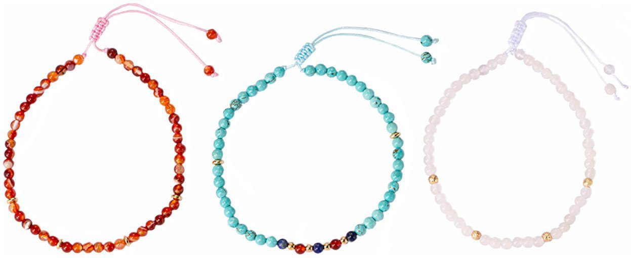 Firetti Fußketten Set Ювелирные изделия Geschenk Körperschmuck Edelsteine (Set, 3-tlg), mit Jade, Türkis (behandelt), Achat, Karneol