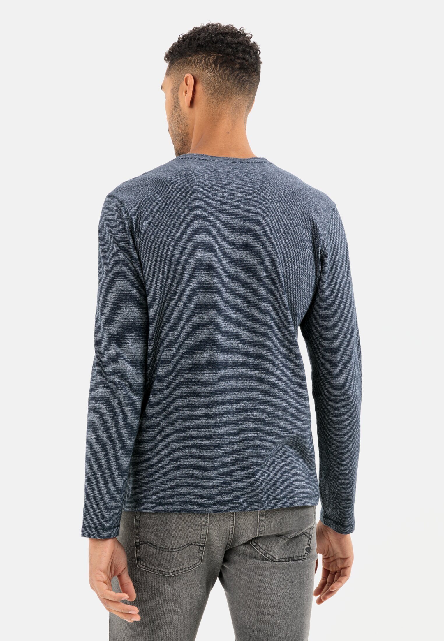 camel active Henleyshirt aus reiner Baumwolle Langarm Rundhals