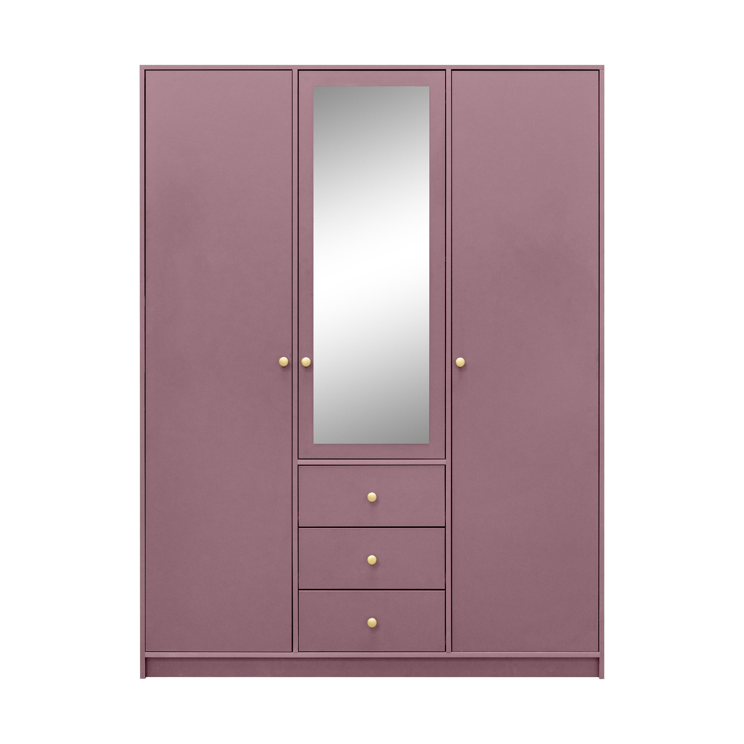 Beautysofa Kleiderschrank mit Spiegel und 3 Schubladen (Zur Auswahl: zweitürig, dreitürig oder viertürig, verschiedene Farben) Höhe 200 cm