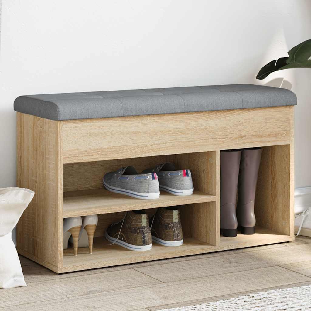 vidaXL Sitzbank Schuhbank Sonoma-Eiche 82x32x45,5 cm Holzwerkstoff
