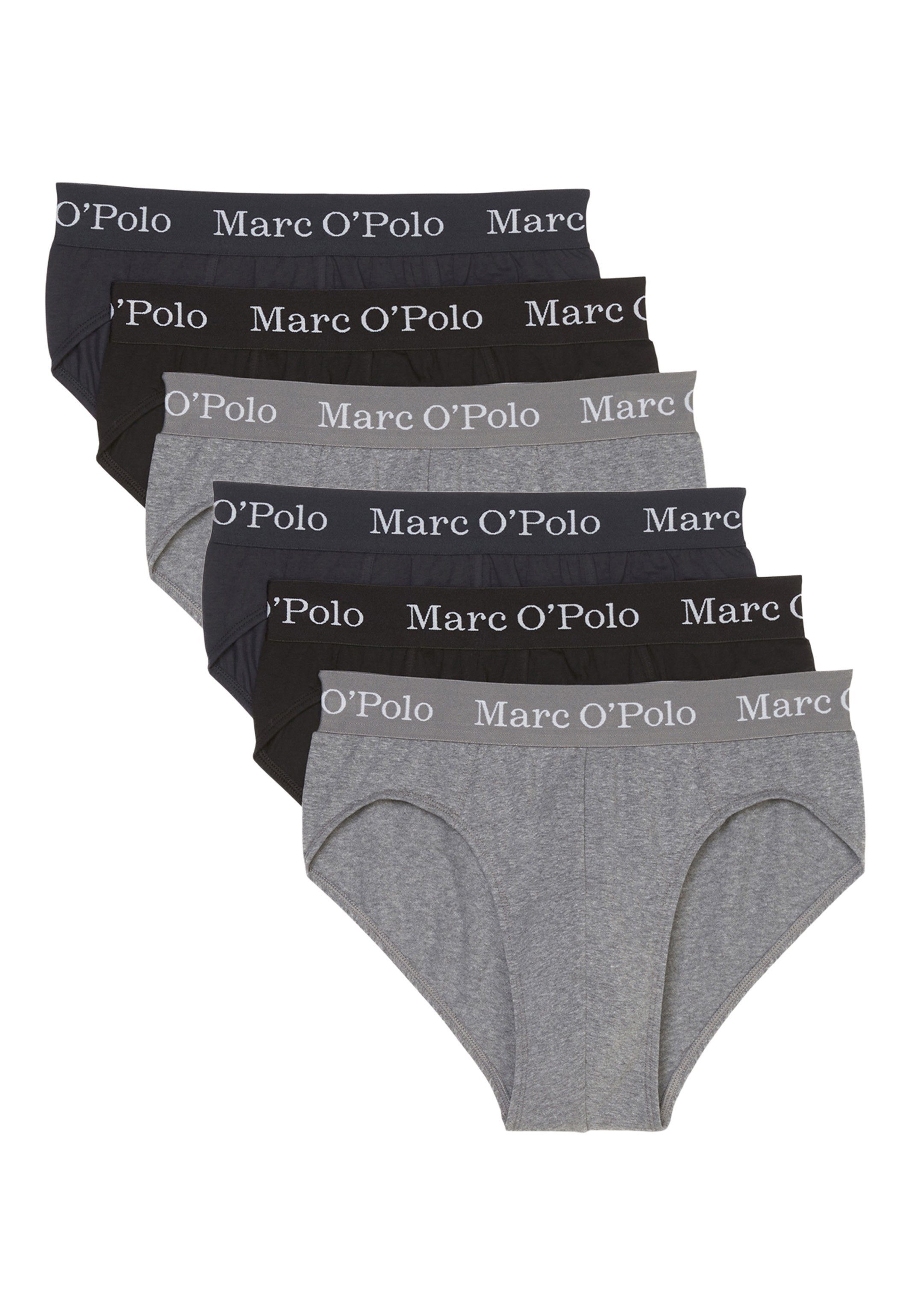 Marc O'Polo Slip 6er Pack Elements Organic Cotton (Spar-Set, 6-St) Slip / Unterhose - Baumwolle - Ohne Eingriff - Black/Navy/Grey Melange