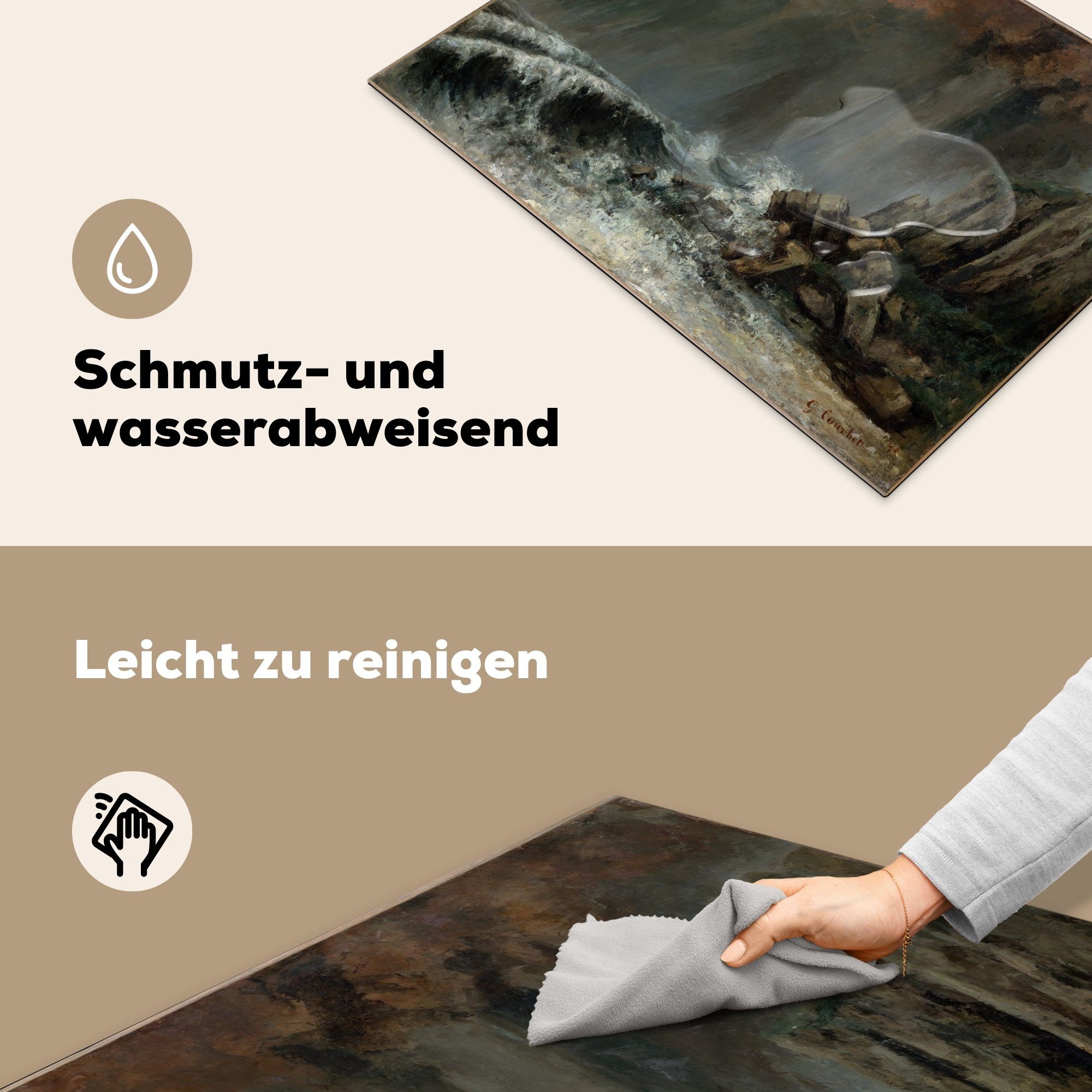 Wasserspeier Schutz Marine: Gustave MuchoWow cm, 71x52 - Herdblende-/Abdeckplatte Courbet, Ceranfeldabdeckung küche, für von die Gemälde (1 Vinyl, Der tlg), Induktionskochfeld