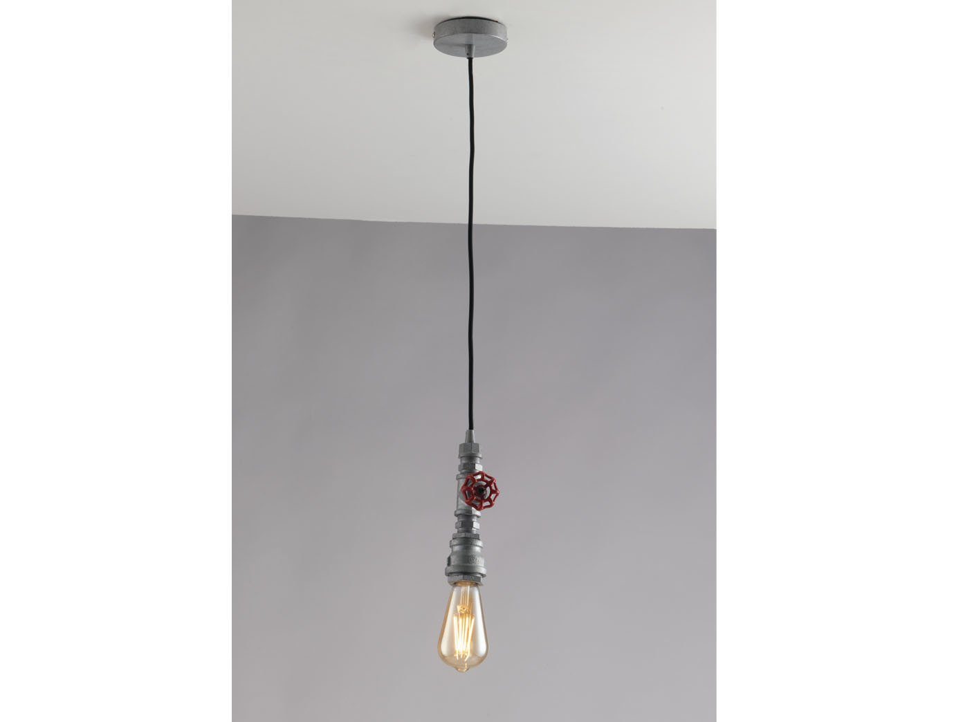 LUCE Design LED Pendelleuchte, LED wechselbar, warmweiß, klein-e Industrie-design Rohr Lampe über Esstisch hängend, Grau 120cm grau antik