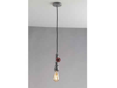 LUCE Design LED Pendelleuchte, LED wechselbar, warmweiß, klein-e Industrie-design Rohr Lampe über Esstisch hängend, Grau 120cm