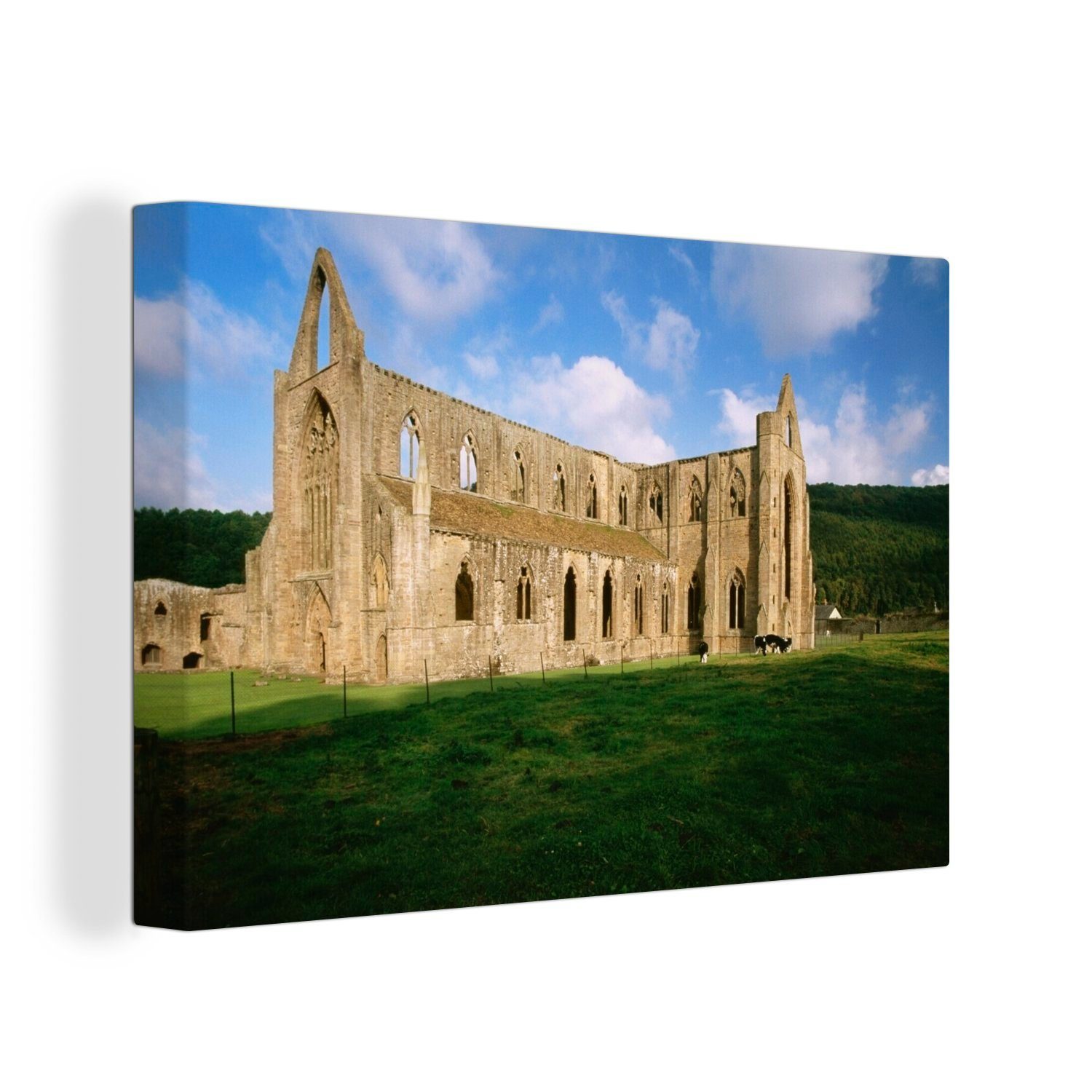 OneMillionCanvasses® Leinwandbild Seitenansicht von Tintern Abbey in Wales, (1 St), Wandbild Leinwandbilder, Aufhängefertig, Wanddeko, 30x20 cm