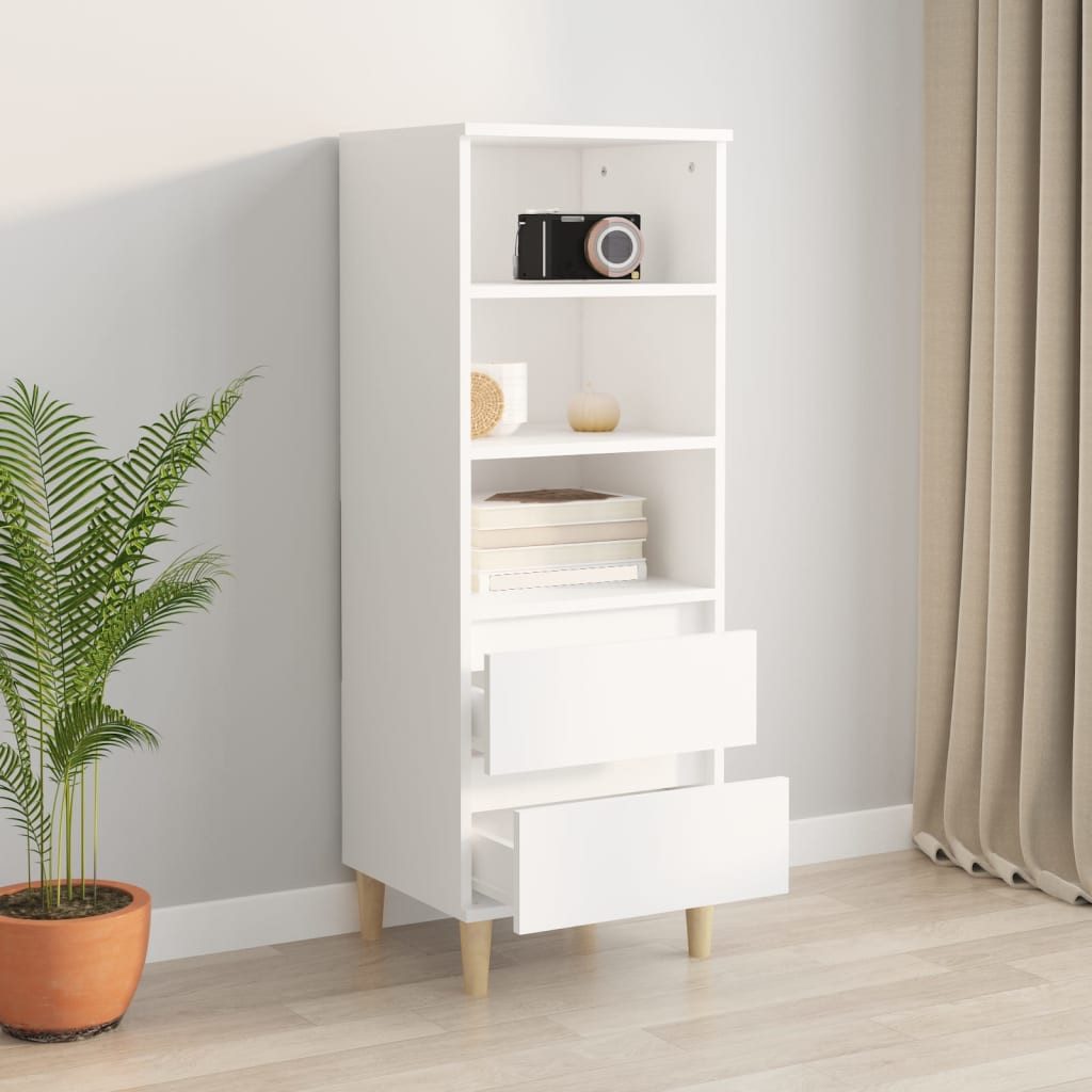 furnicato Highboard Klassisches 40x36x110 cm Weiß aus Holzwerkstoff und (1 St), Sideboard mit 2 Schubladen, 3 Fächern und Wandhalterung für Wohnraum