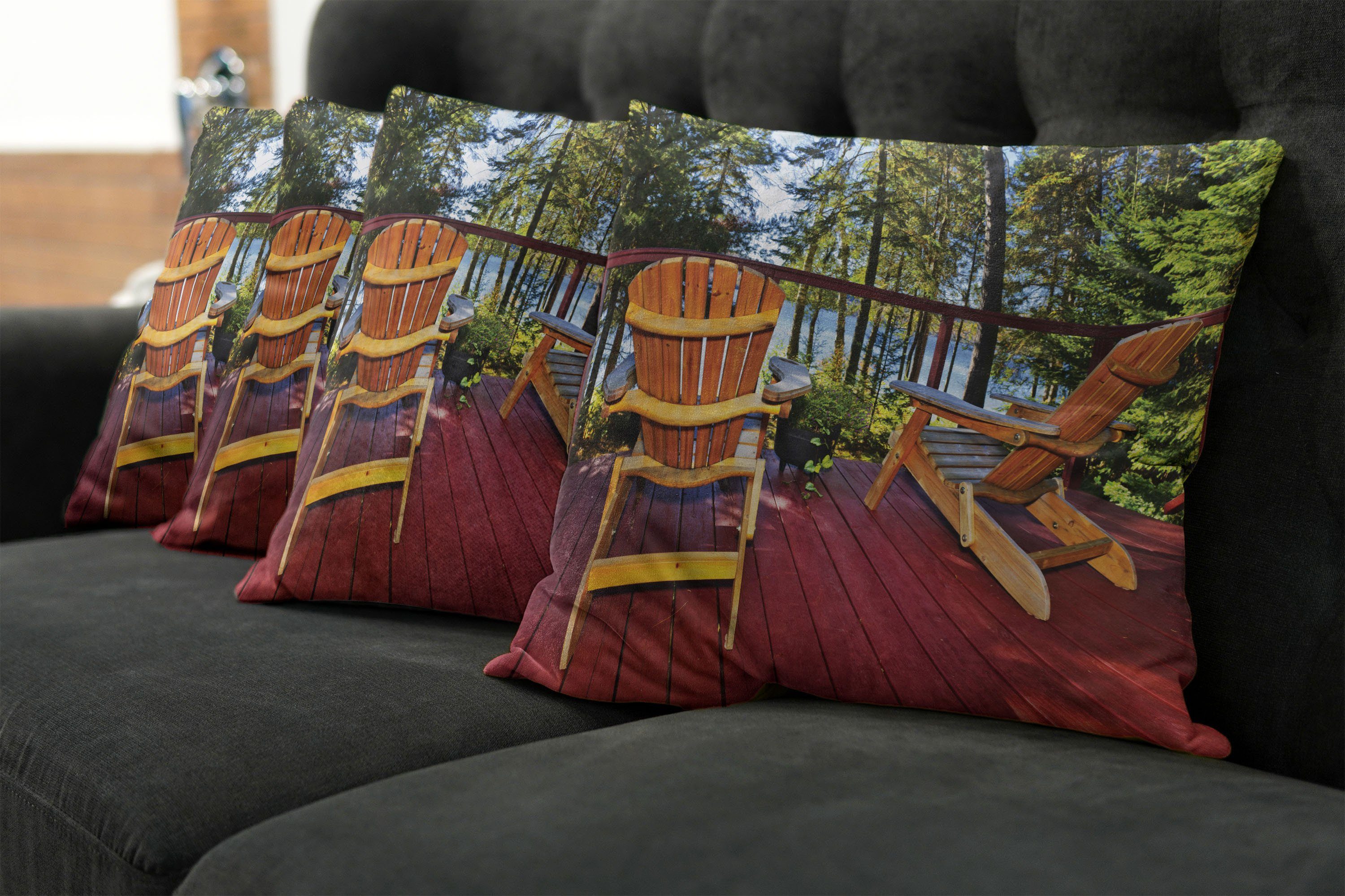 Wald Adirondack Modern Digitaldruck, Stück), Accent (4 auf Doppelseitiger Veranda Abakuhaus Stühle Kissenbezüge