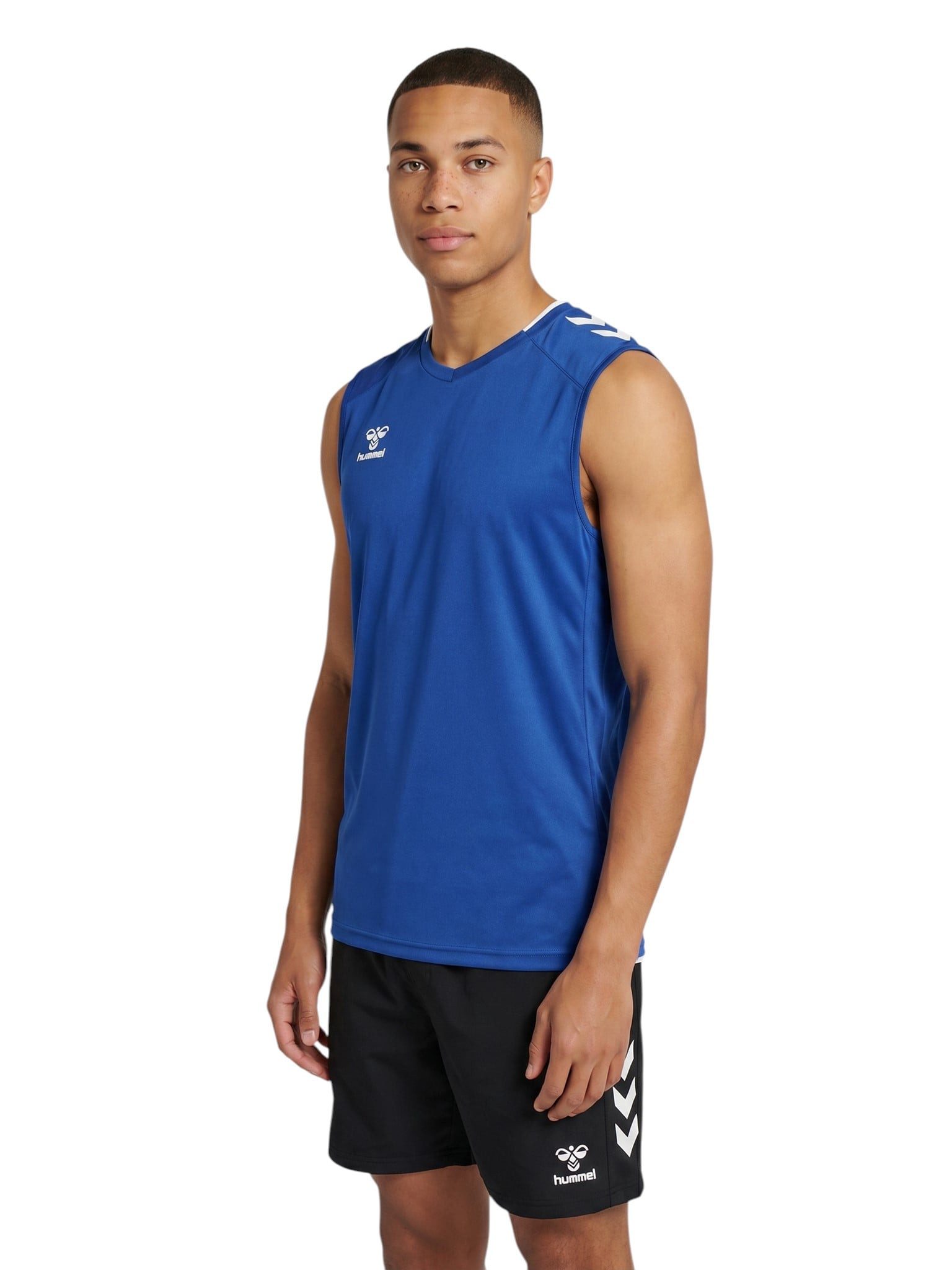 Tanktop Sport-Tank hmlCORE 2.0 Jersey (100% rec. Polyester) blau/weiss Herren