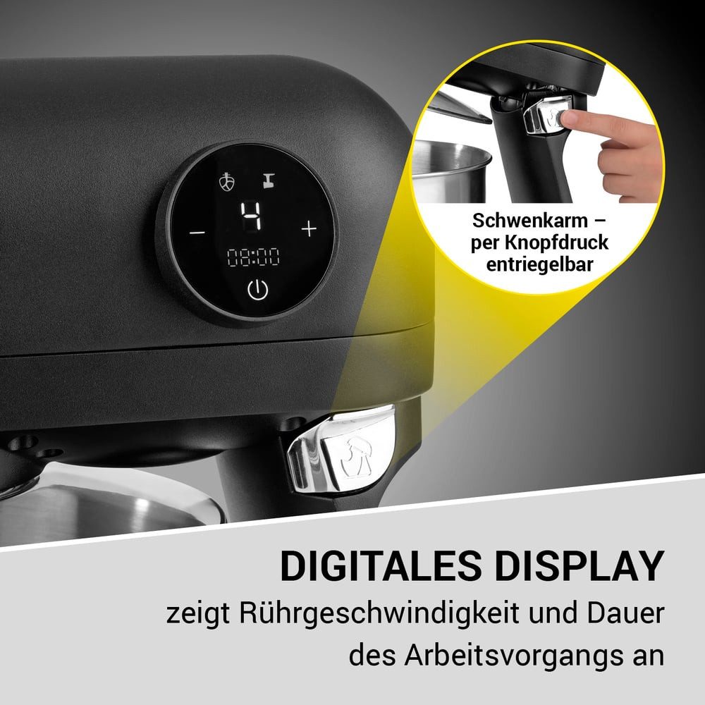 N8WERK Küchenmaschine, 1200 W, 5L Rührschüssel
