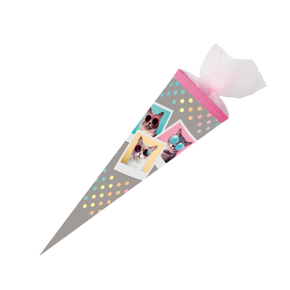 Nestler Schultüte Nestler Schultüte Cool Cats rund mit Tüllverschluss 50cm