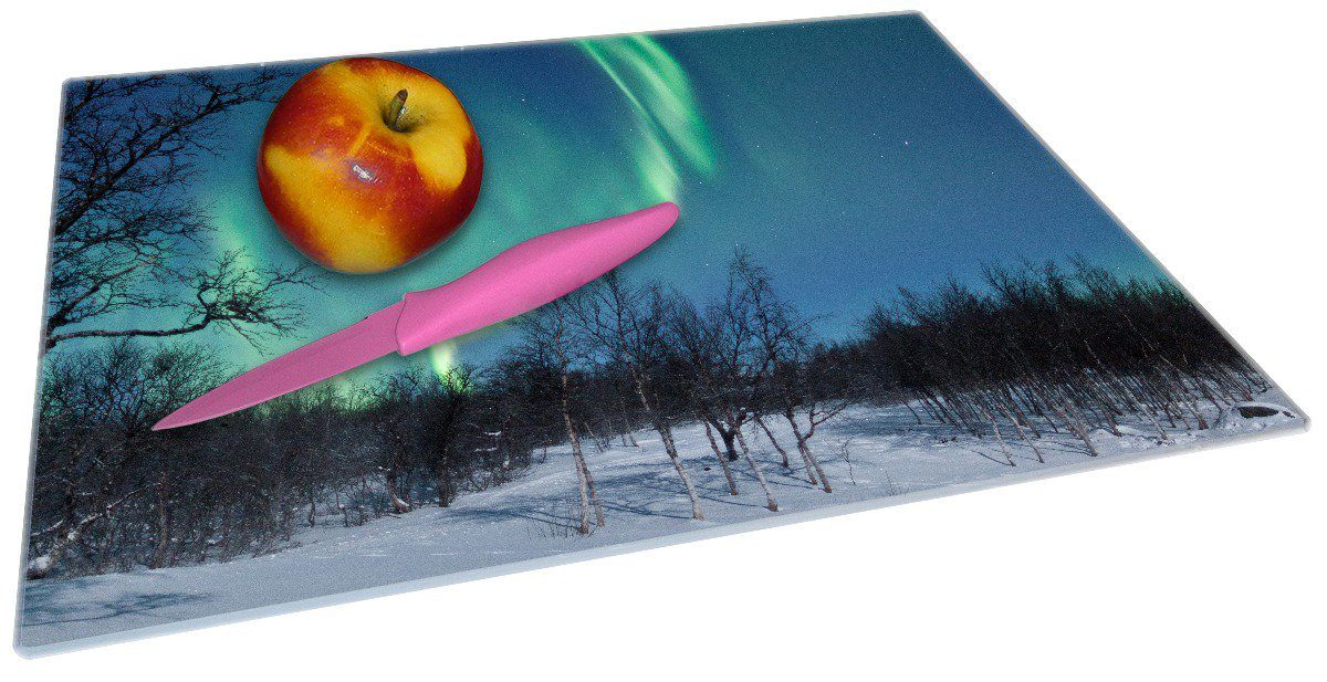 Wallario Schneidebrett Polarlicht Gummifüße 1-St), (inkl. 30x40cm in rutschfester Schweden, 4mm, ESG-Sicherheitsglas