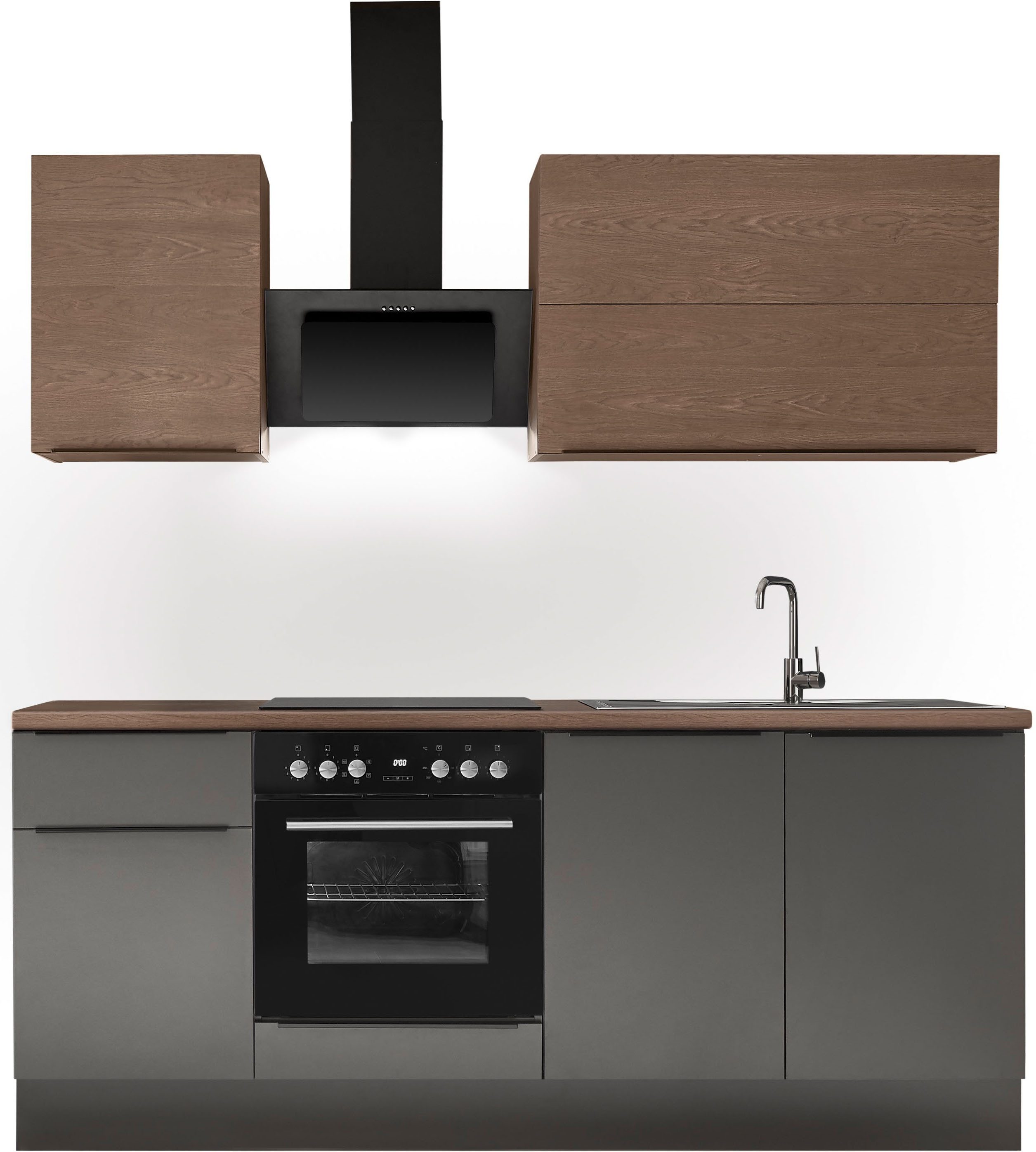 KOCHSTATION Küchenzeile Cocco B/H/T 210x211x60 cm, Breite 210 cm, wahlweise mit E-Geräten und Induktion