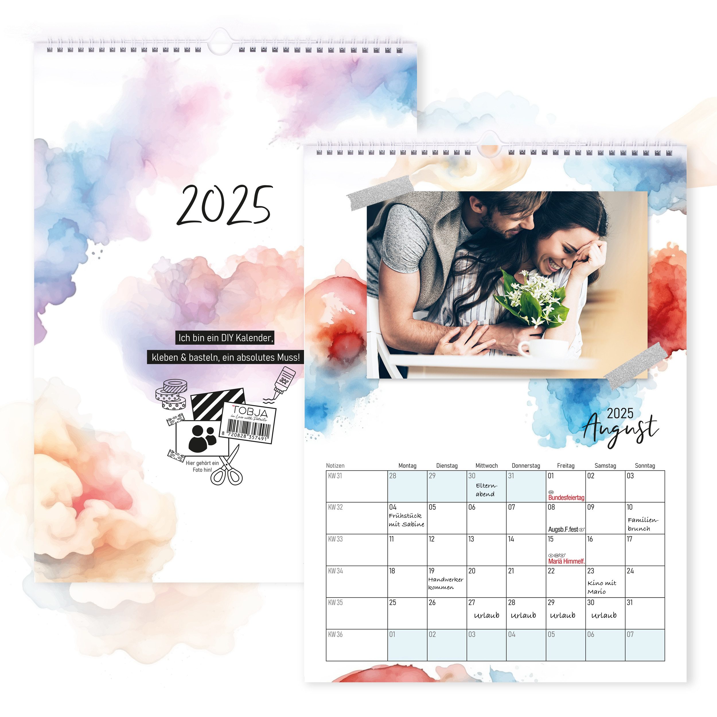 TOBJA Kalender zum Selbstbasteln Fotokalender 2025 selbst gestalten. A4 (30x21cm), DIY