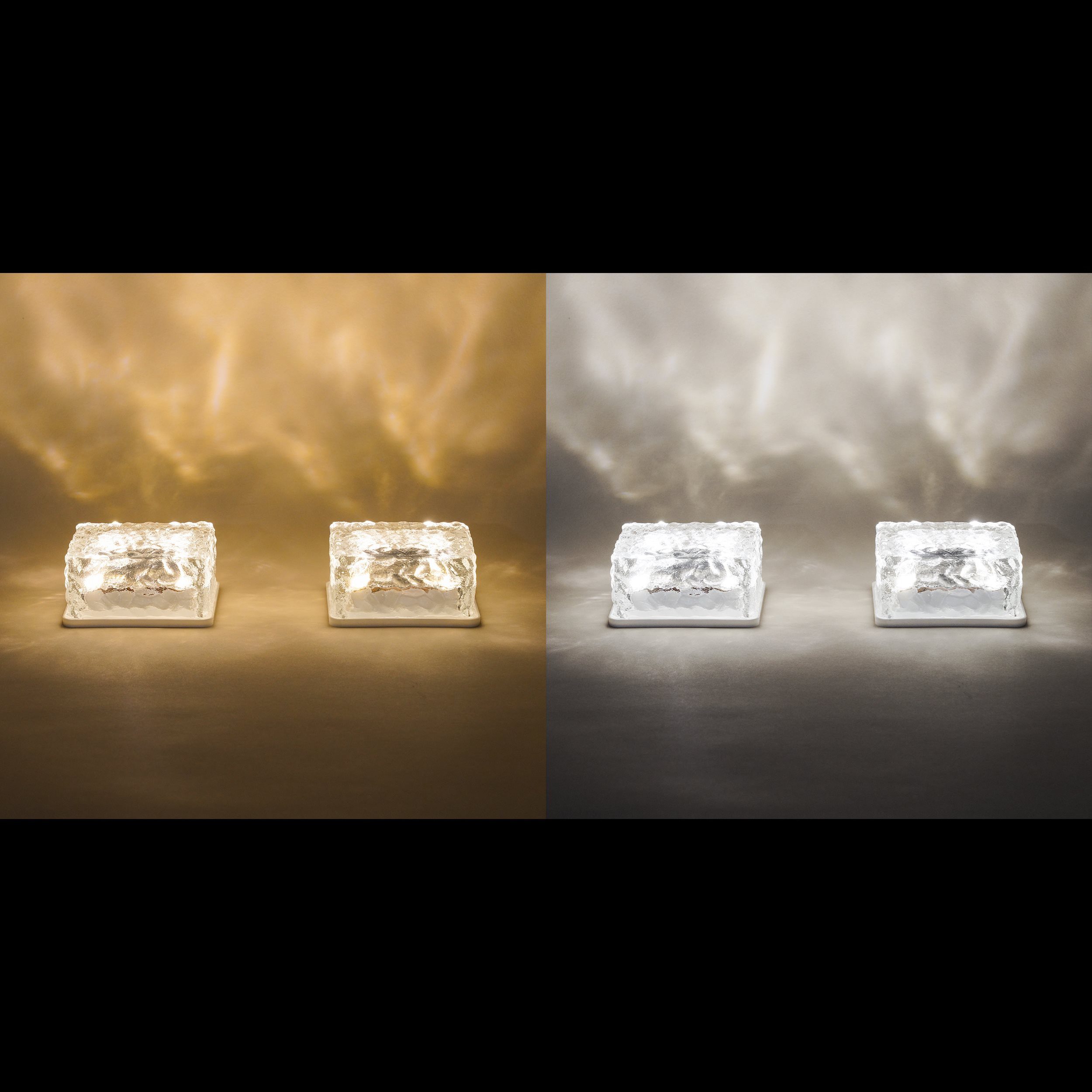 esotec LED Solarleuchte 2x Echtglas Leuchtsteine je 10x10x5cm 8-LEDs 3000K 6500K außen 102560, Dauerlicht, LED fest integriert, 3000K warmweiß, 6500K kaltweiß, Echtglas, 8 LEDs, Leuchtzeit bis 40Std., Akku wechselbar, SOLAR
