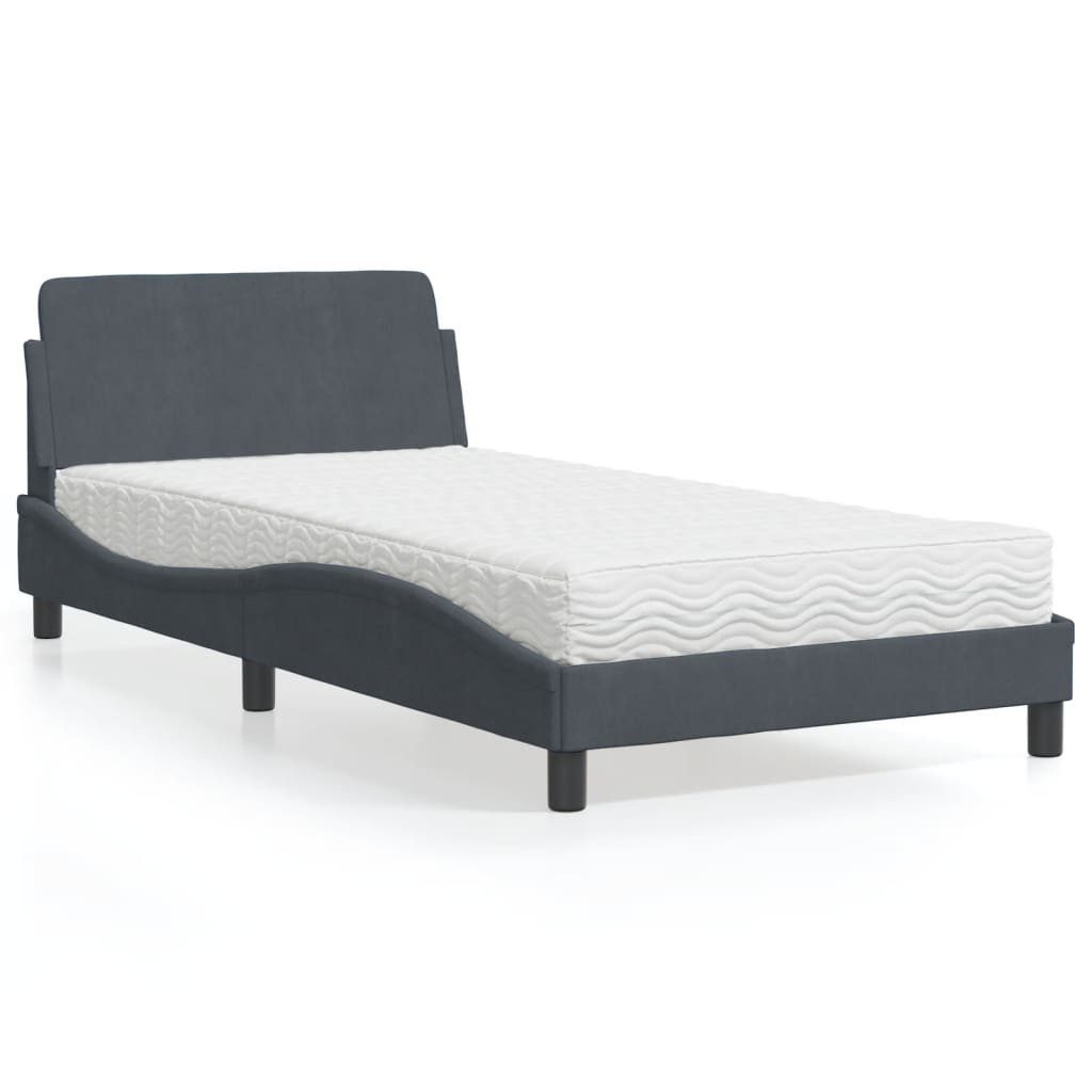 vidaXL Bett mit Matratze Dunkelgrau 100x200 cm Samt2009183 günstig online kaufen