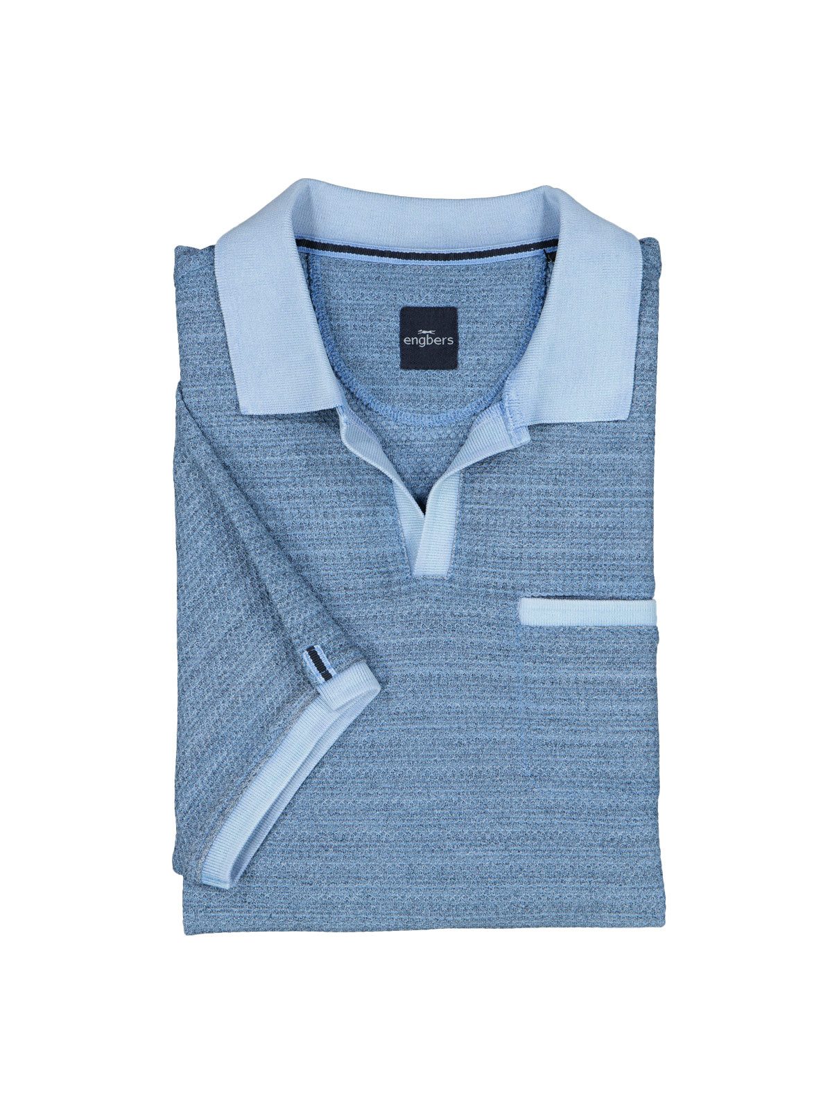 Engbers Poloshirt Herren Polo-Shirt meliert, Mittelblau