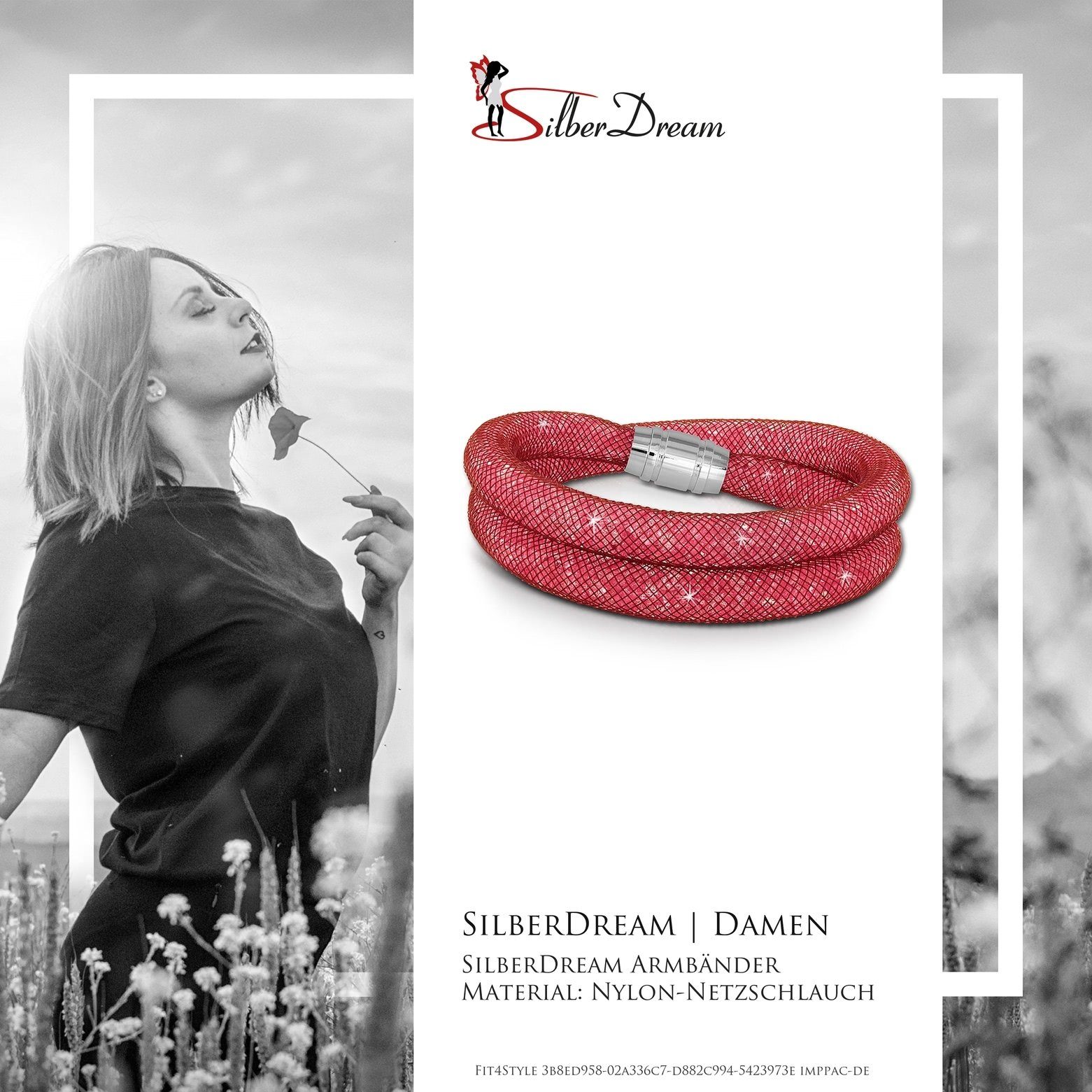 Arm-Schmuck SilberDream SilberDream Farbe: Armband Damenarmband Edelstahlarmband Edelstahl-Verschluss, (Armband), mit rosa rosa Kristalle rot,