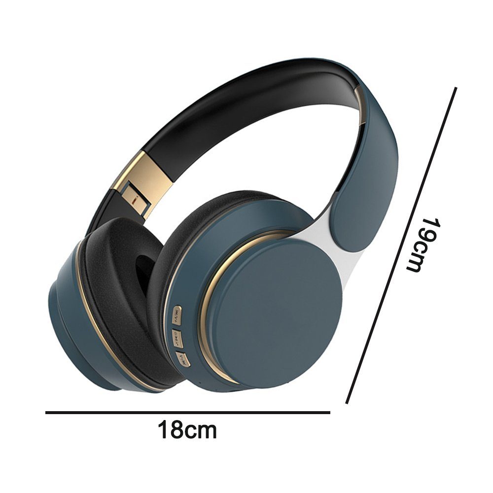Mikrofon Bluetooth-Kopfhörer GelldG Kopfhörer mit Blau Kopfhörer über Kabellose Ohr,