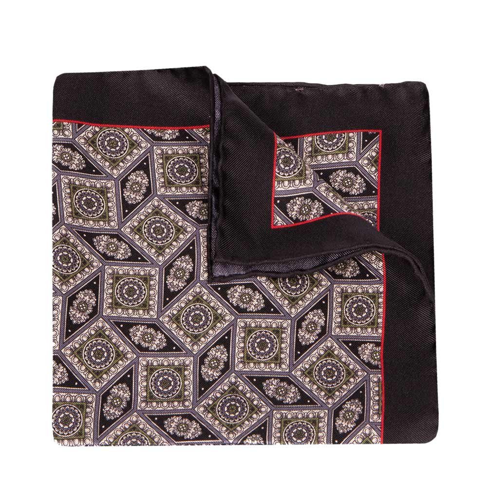 BGENTS Einstecktuch Handrolliertes Einstecktuch aus Seiden-Twill mit geometrischem Muster, Besondere Farbbrillanz